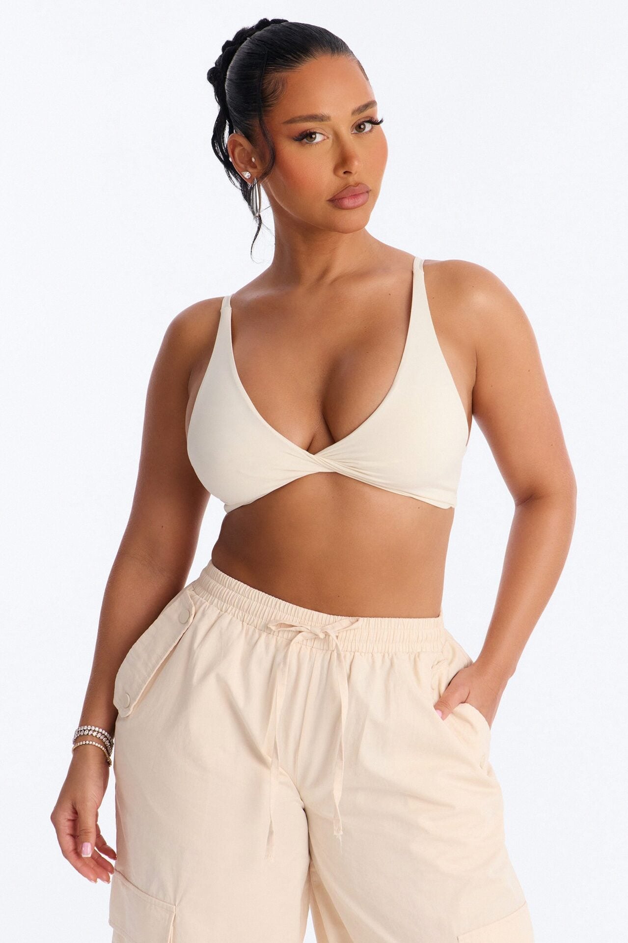 Second Skin Deep V Neck Bra Top - Bone image 1