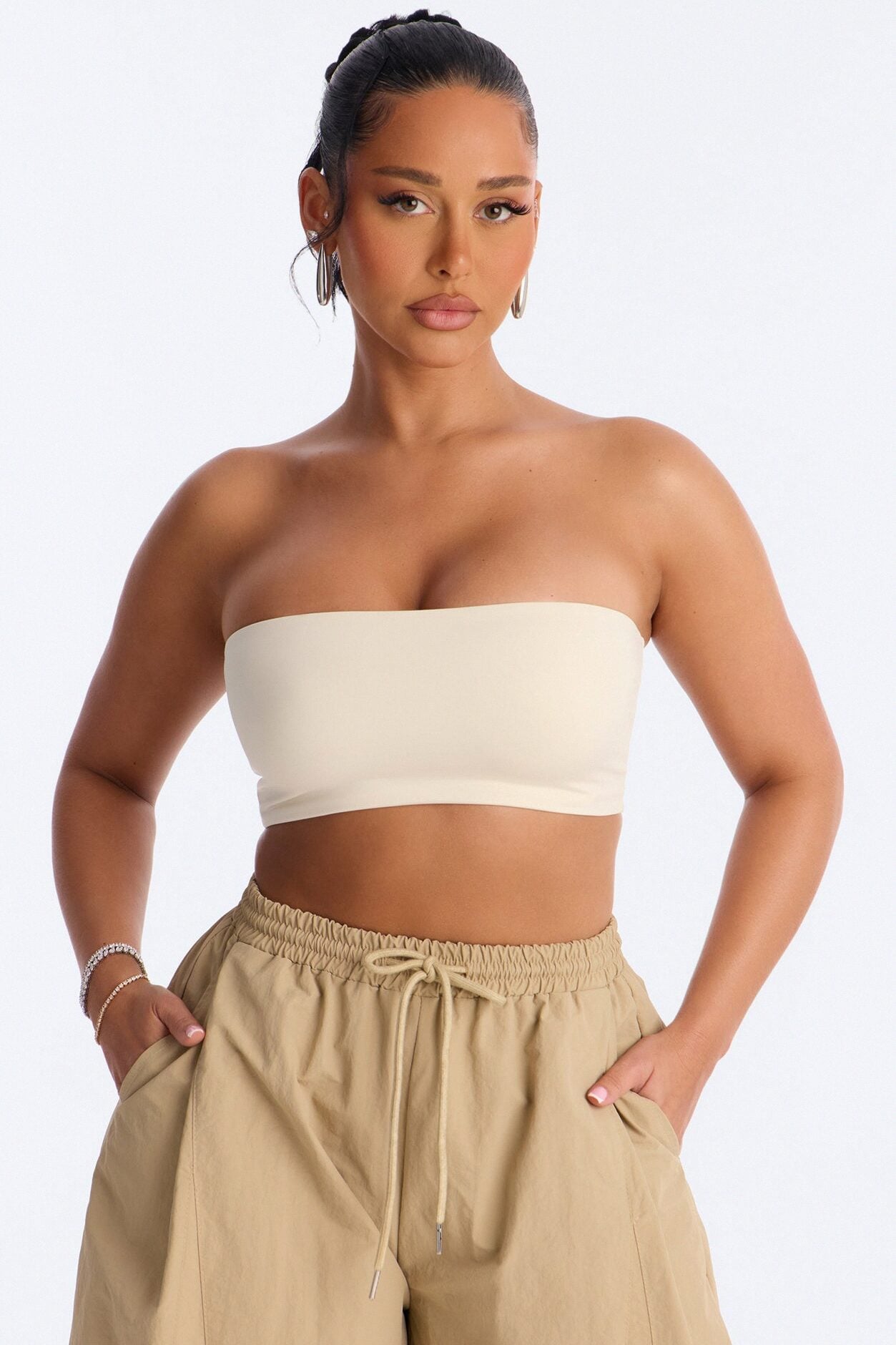 Contour Double Lined Strapless Bandeau Top - Bone image 1