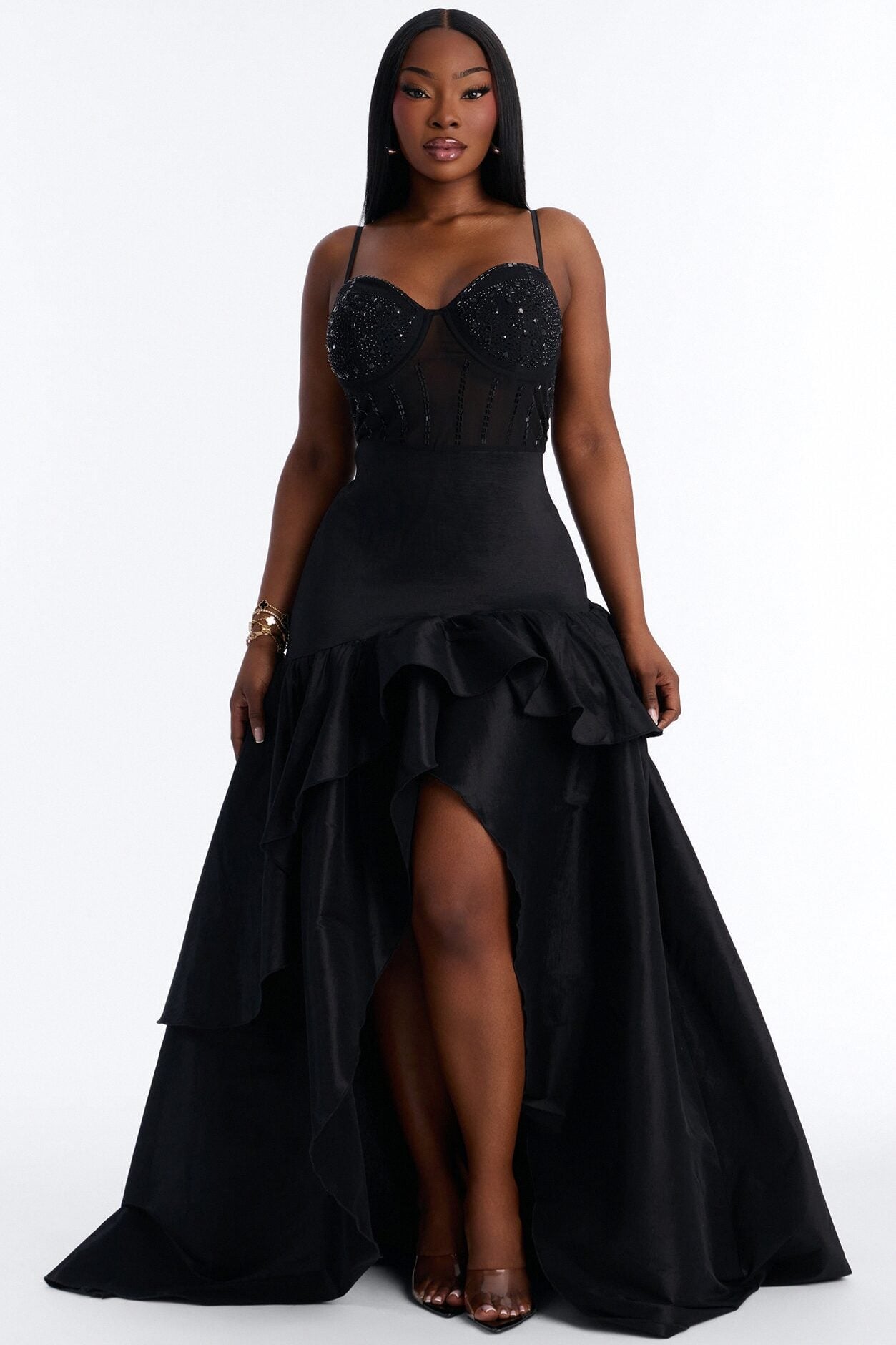 Blurred Memories Embellished Maxi Gown - Black image 1