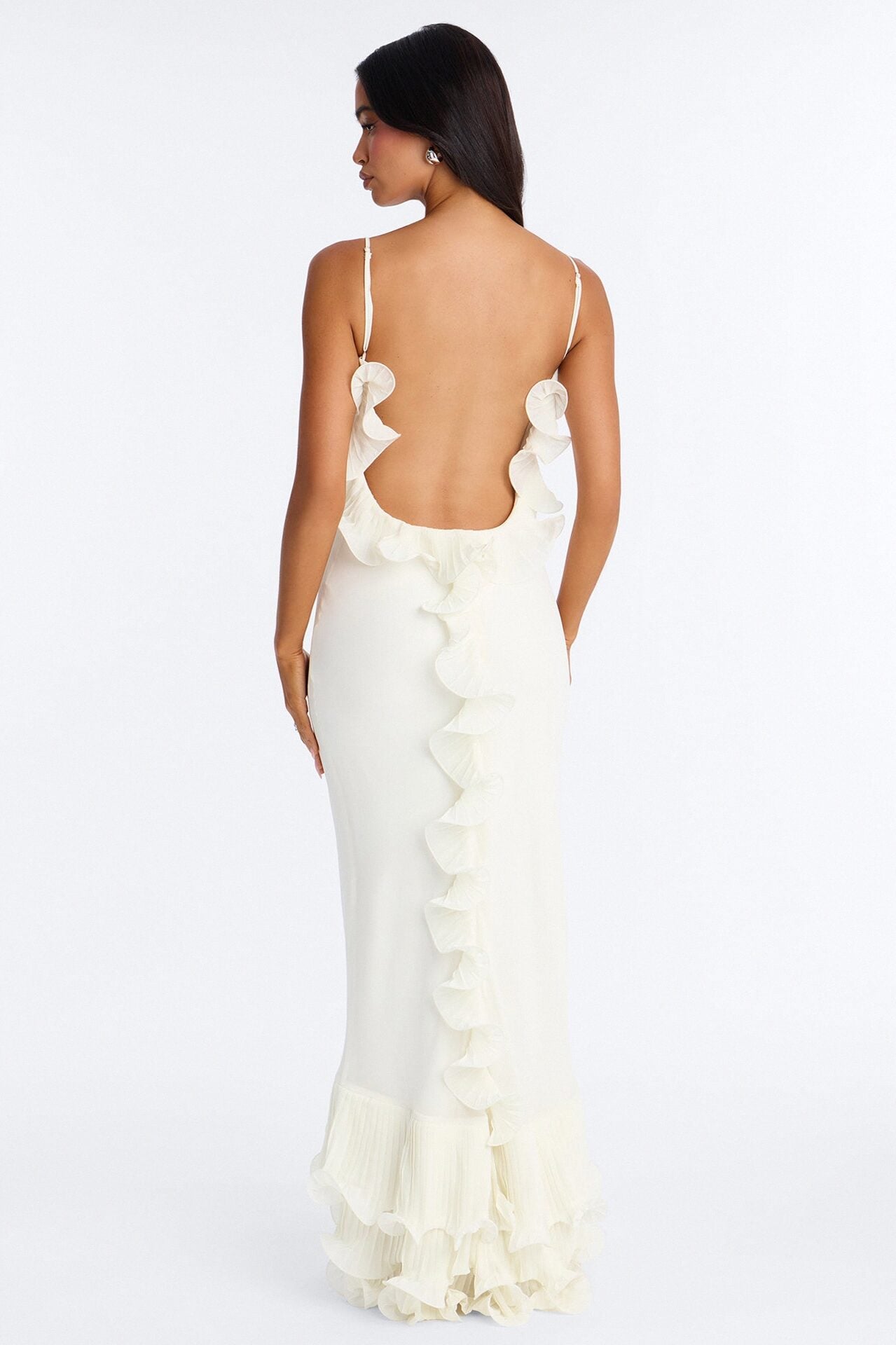In Bloom Ruffle Chiffon Gown - White image 1