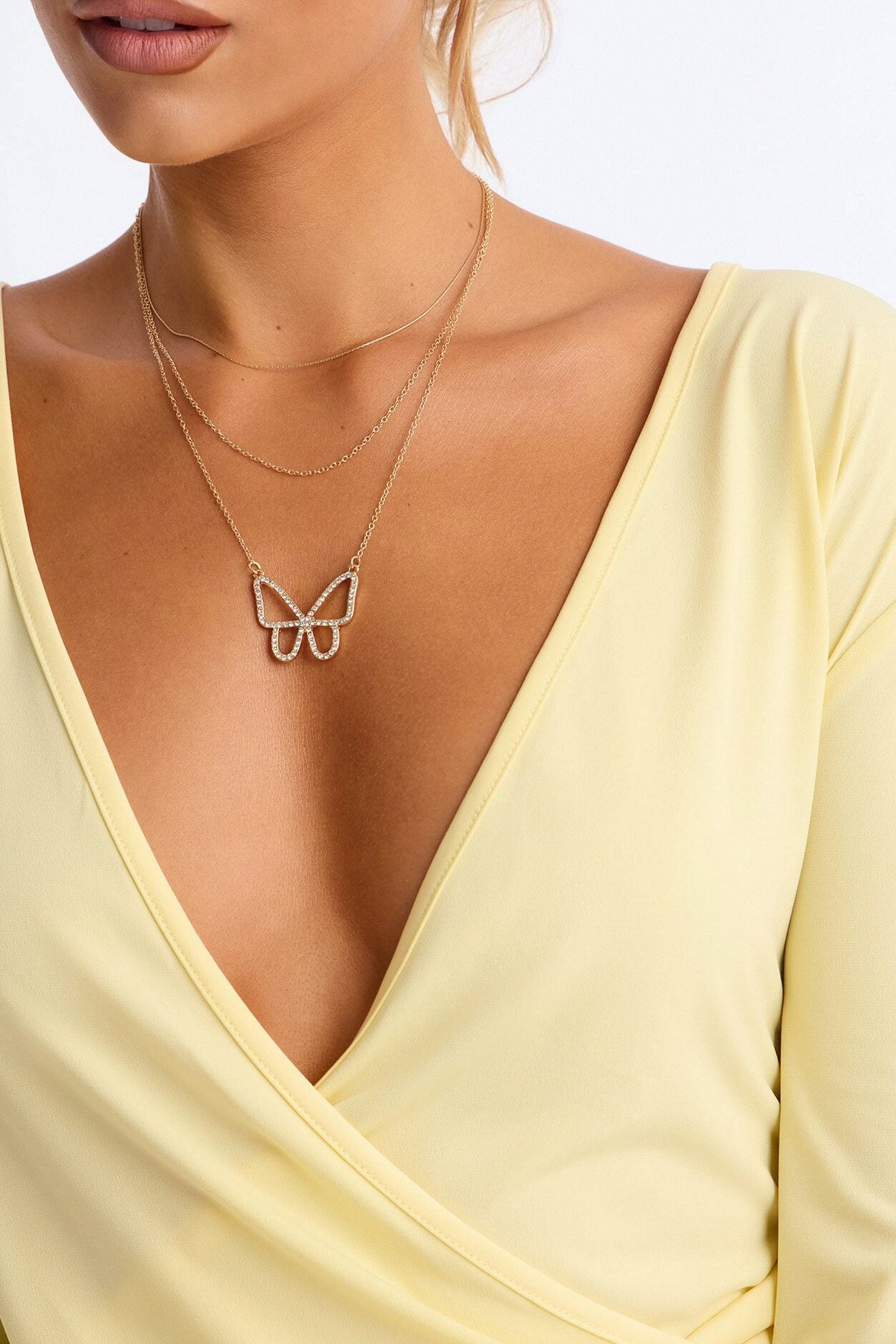 Monarch Butterfly Layered Neckalce - Gold image 1