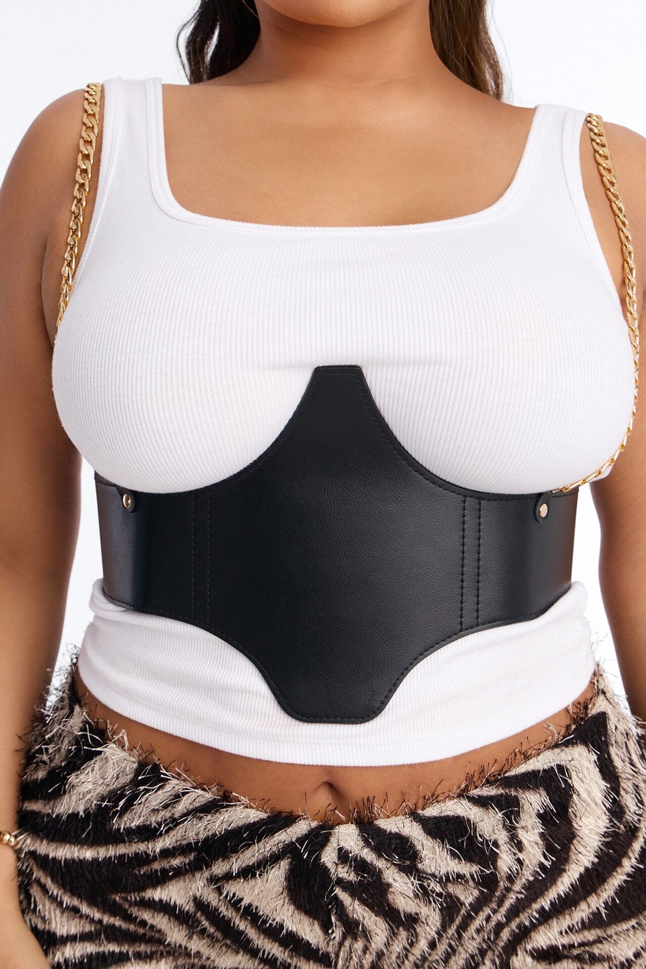 Tough It Out Chain Strap Corset Belt - Black image 1