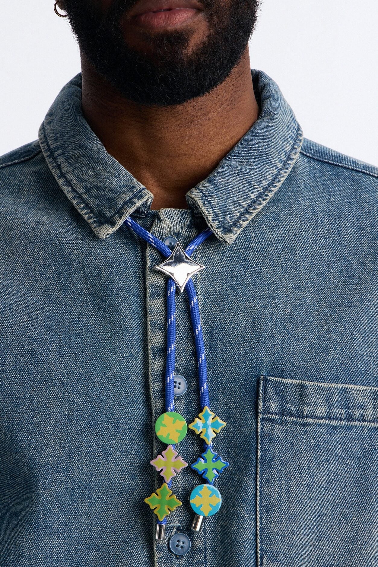 Icy Bungee Cord Necklace - Blue/combo image 1