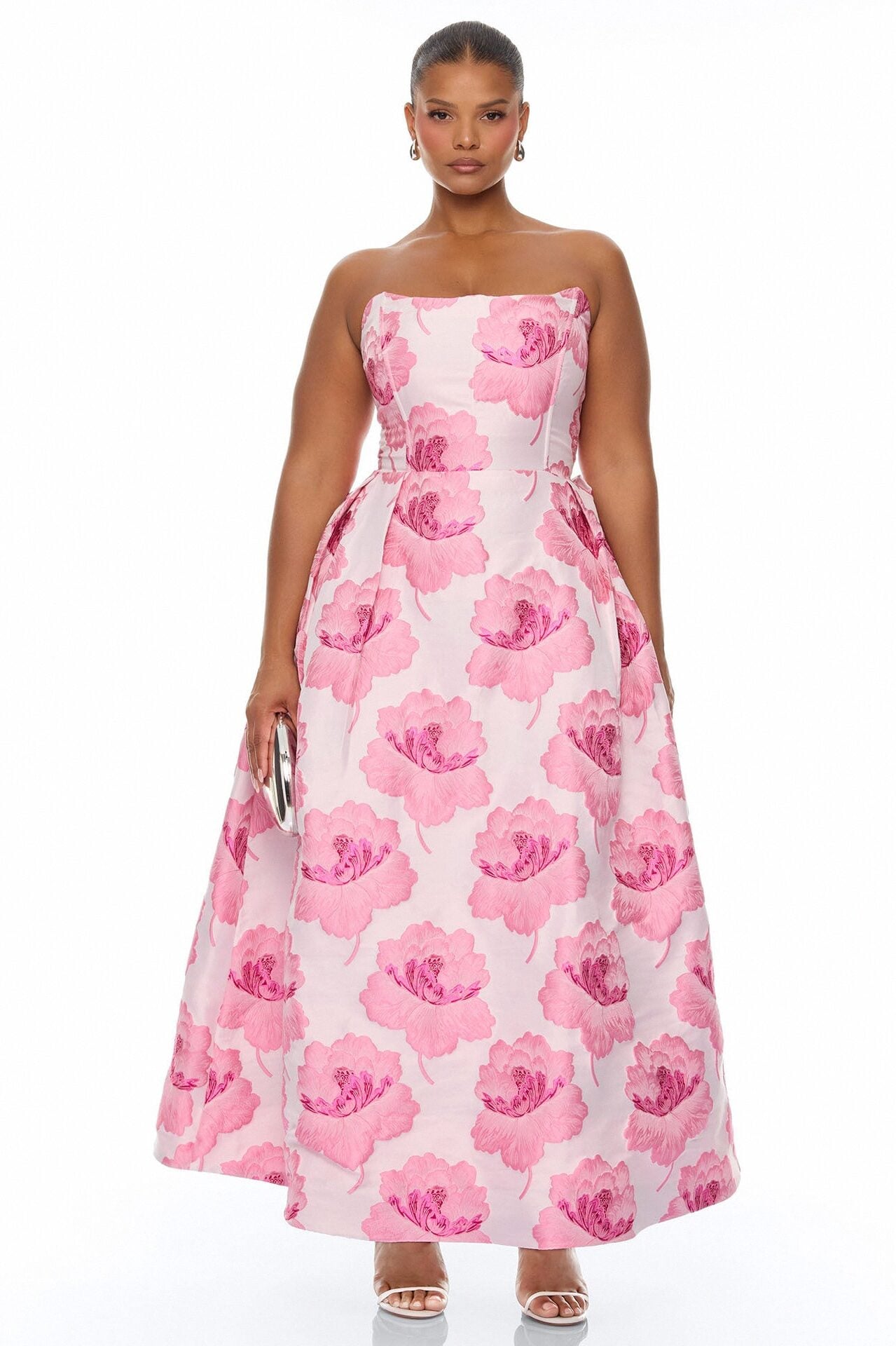 Fiora Strapless Jacquard Maxi Dress - Pink image 1