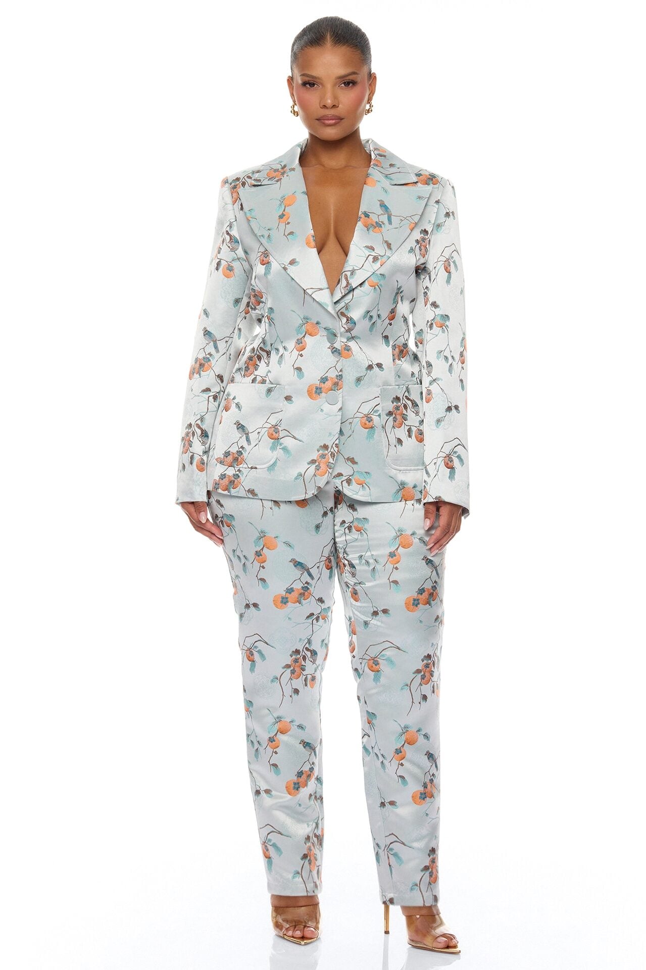 Amelya Jacquard Blazer Pant Set - Light Blue image 1