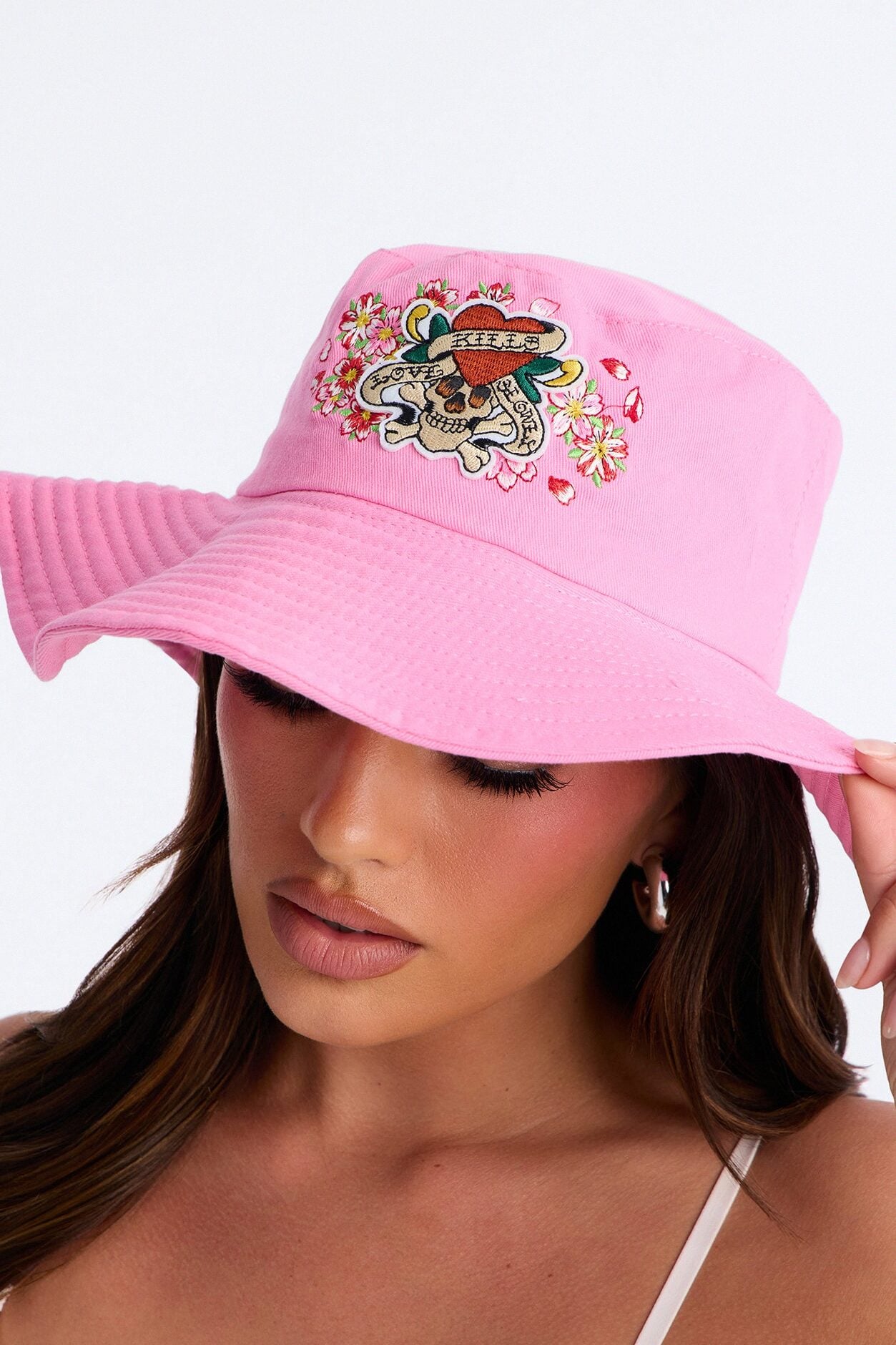 Love Kills Ed Hardy Bucket Hat - Pink/combo image 1
