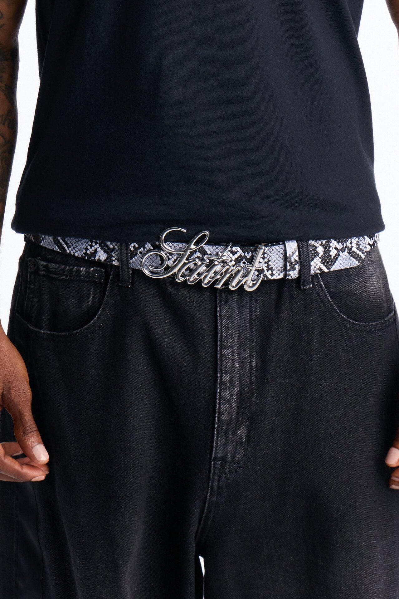 Saint Script Snake Buckle Belt - Grey image 1