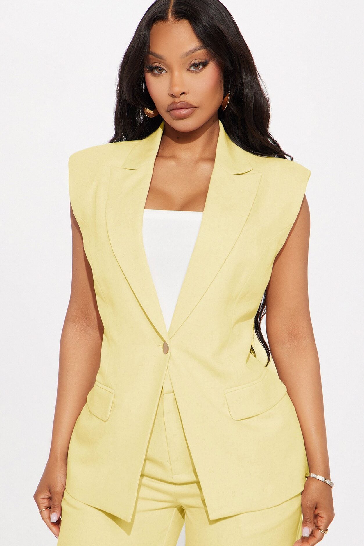 Paloma Linen Vest - Yellow image 1