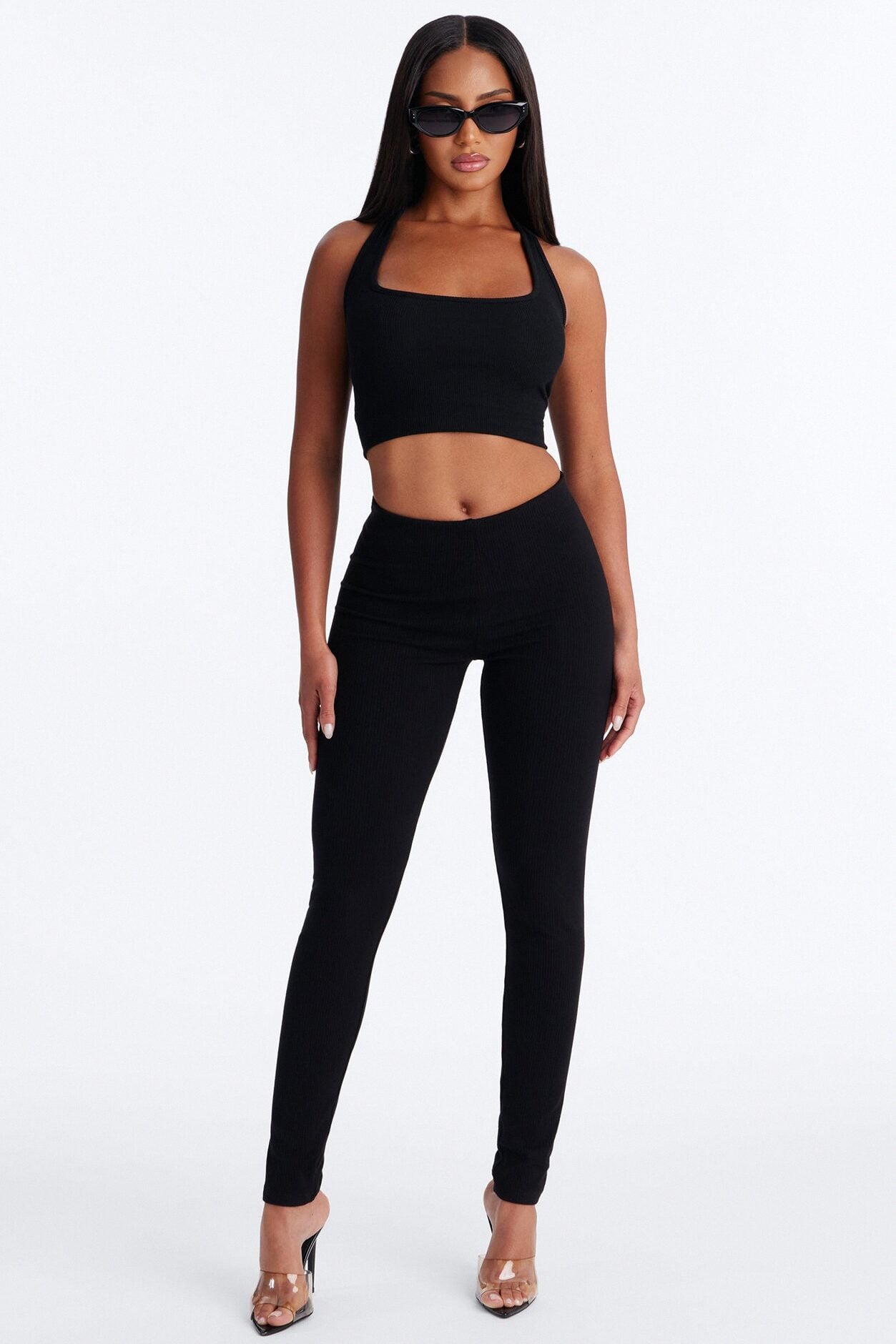 Ultra Ribbed Mid Rise Legging - Black image 1
