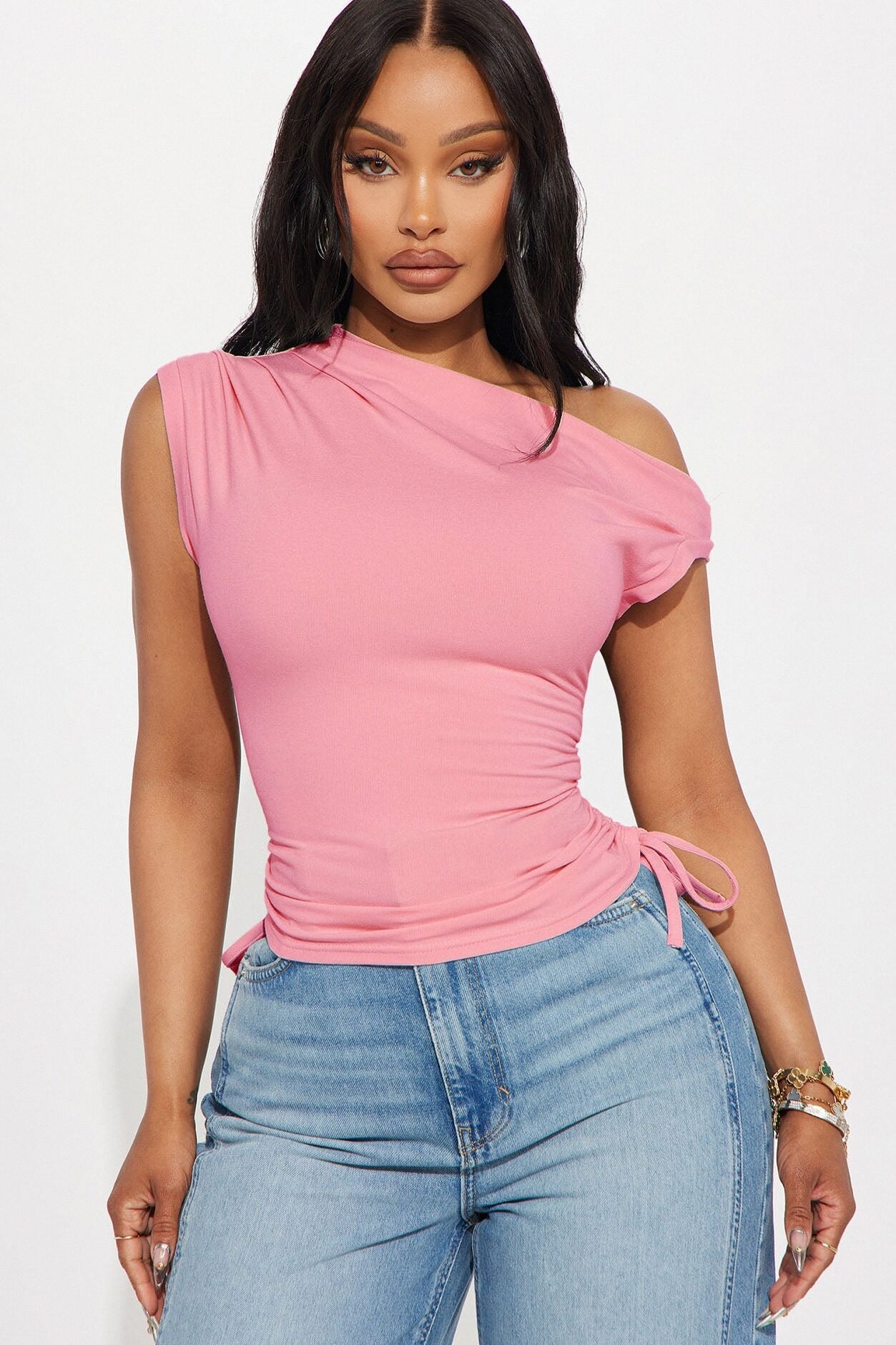 Vera One Shoulder Top - Pink image 1