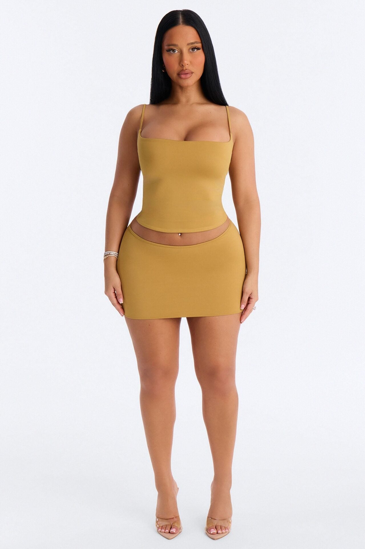 Contour Double Lined Mini Skirt - Honey image 1