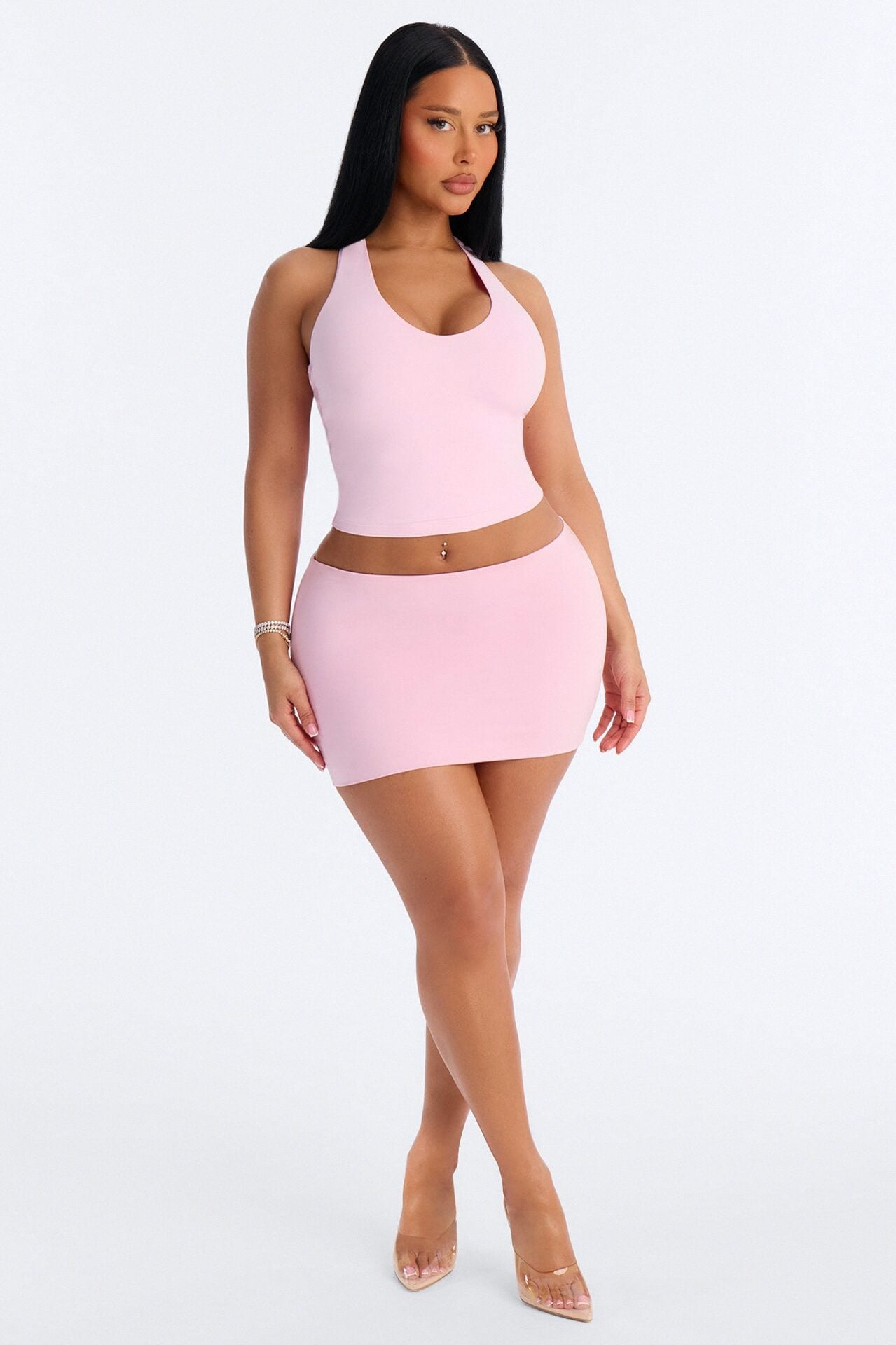 Contour Double Lined Mini Skirt - Light Pink image 1