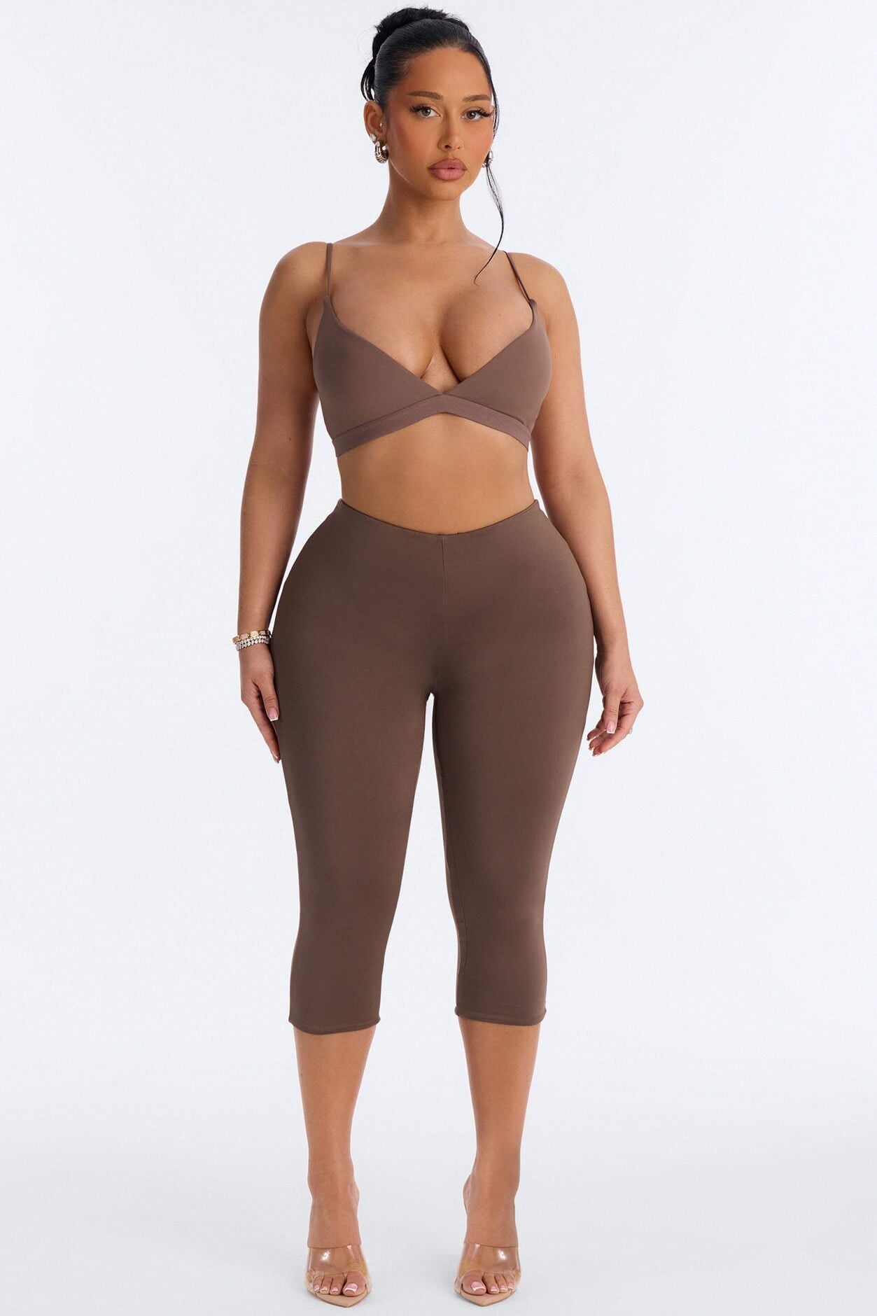 Contour Double Lined Capri Pant - Brown image 1