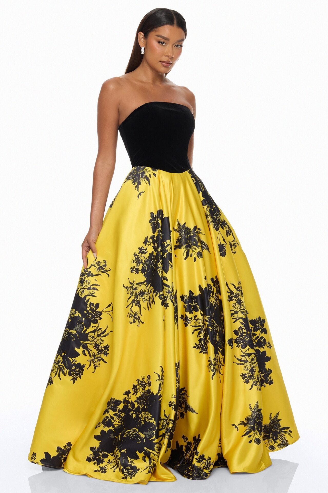 Miranda A Line Gown - Yellow/combo image 1