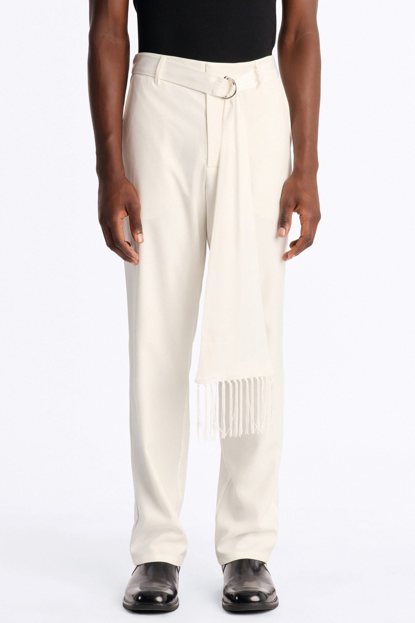 Straight Versailles Luxe Satin Scarf Trouser - Cream image 1