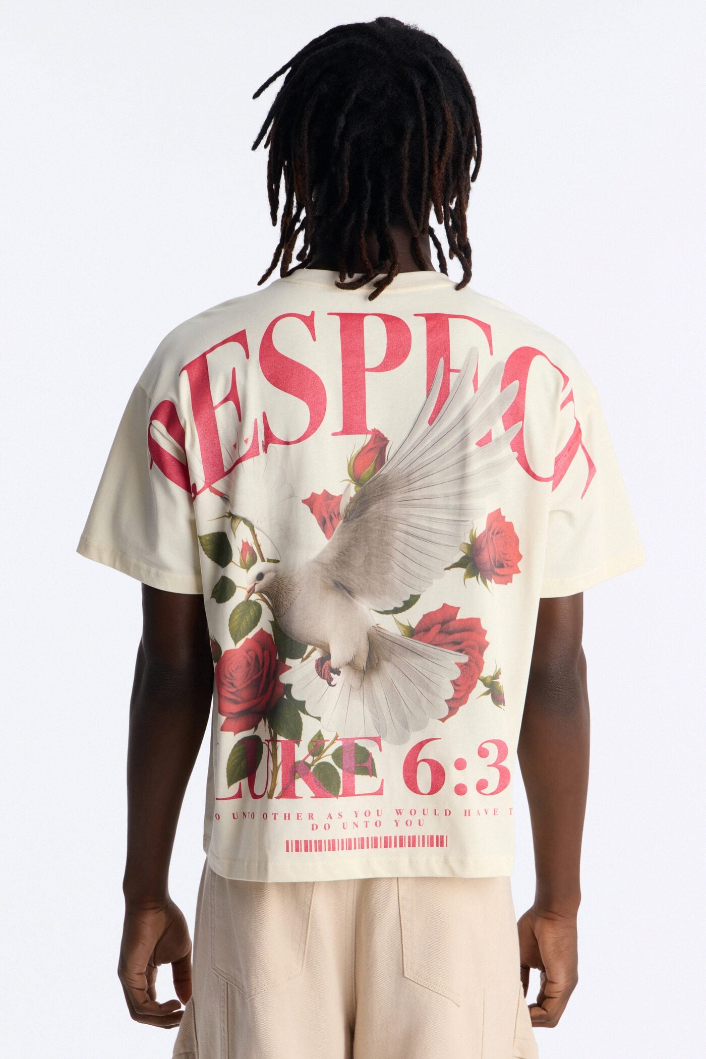Luke 6:31 Foil Heavy Weight Oversized Short Sleeve Tee - Cream image 1