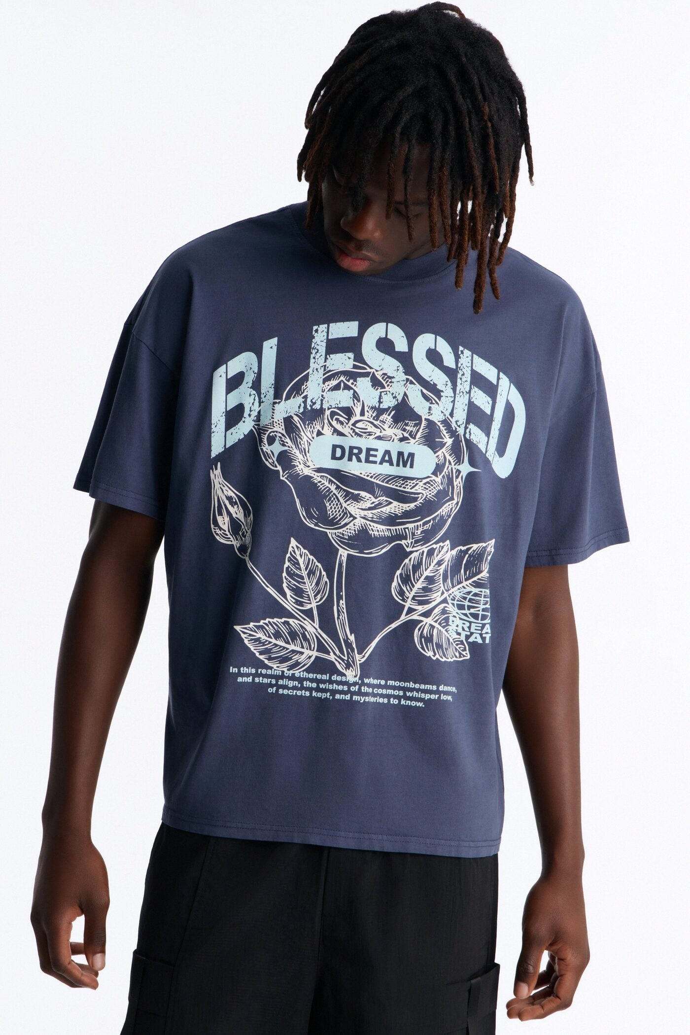 Bless Dreams Oversized Short Sleeve Tee - Navy image 1