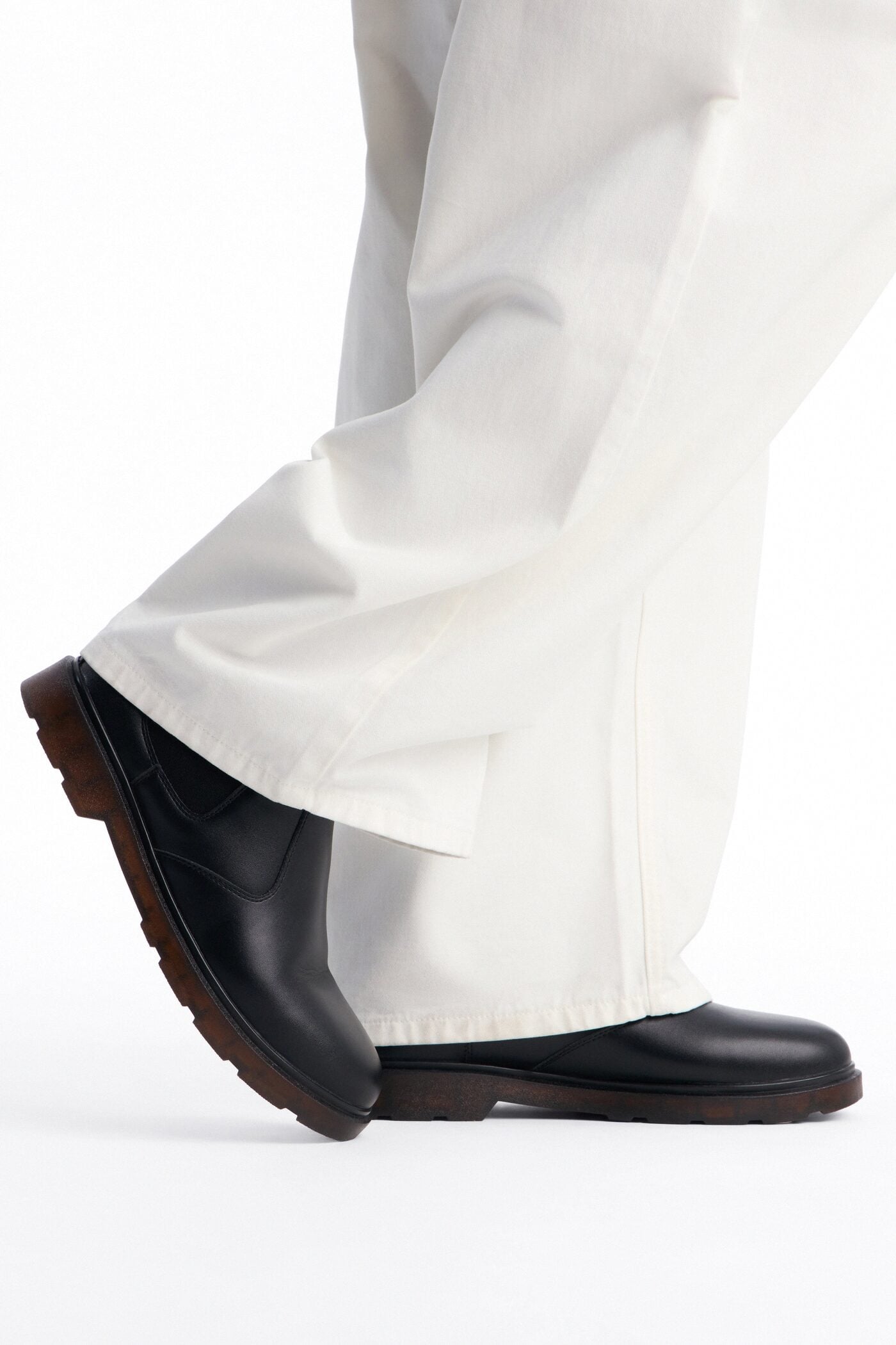 Burnished Faux Leather Chelsea Boot - Black image 1