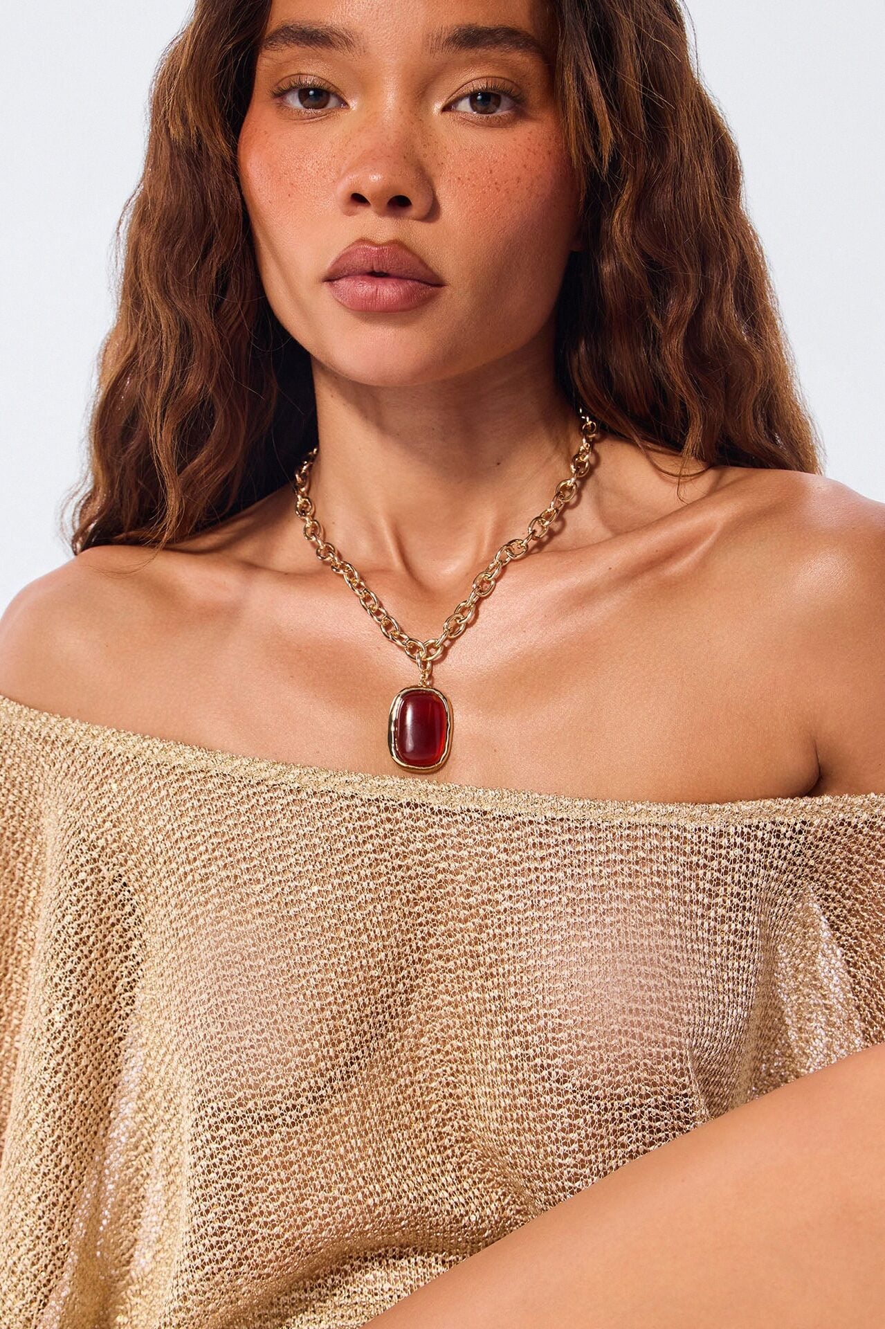 Beauty Beholder Necklace - Gold/Brown image 1