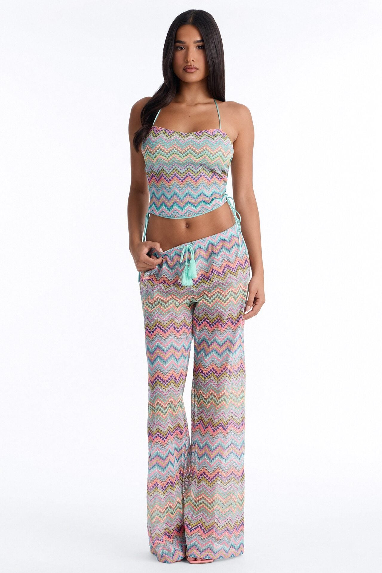 Island Time Only Crochet Pant Set - Multi Color image 1