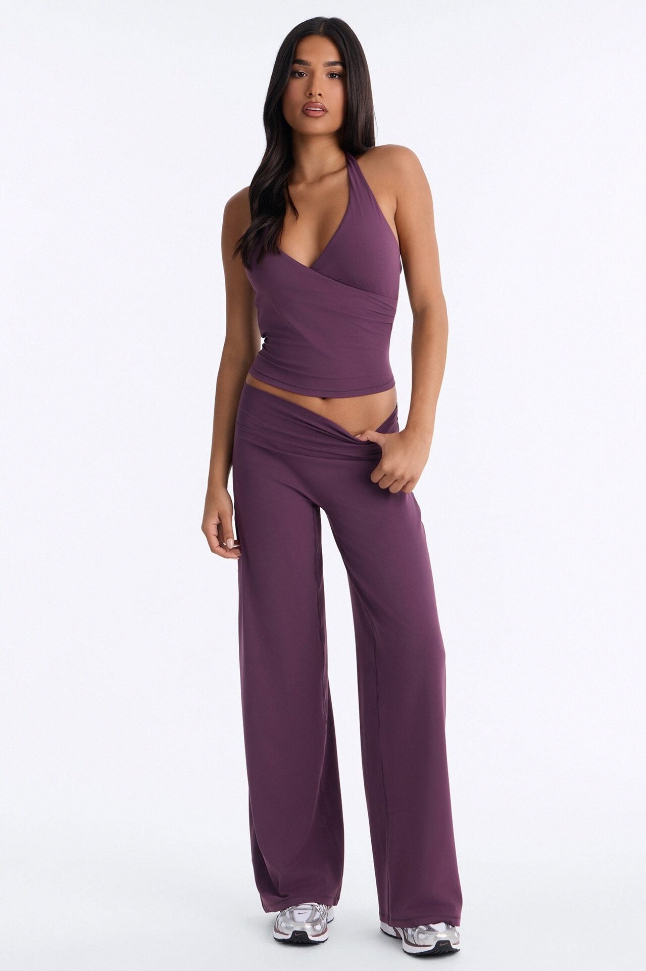 Riley Active Surplice Pant Set - Plum image 1