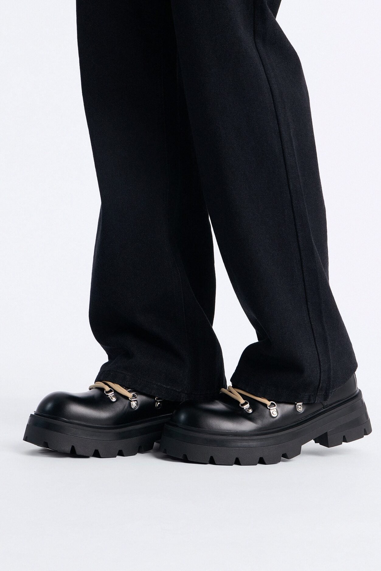 Chunky Hiker Lace Up Oxford Shoes - Black image 1