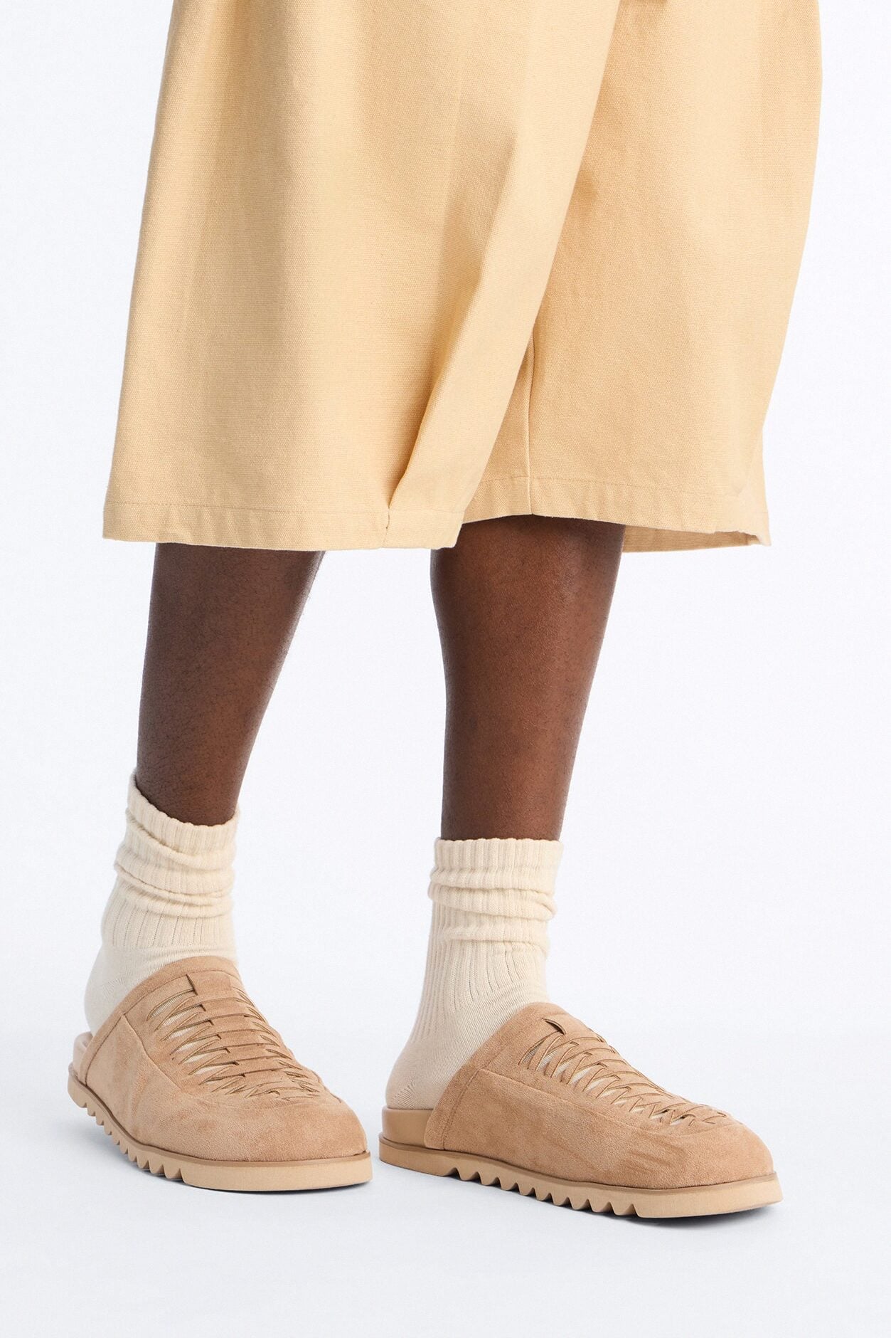 Woven Slip On Faux Suede Mule - Nude image 1