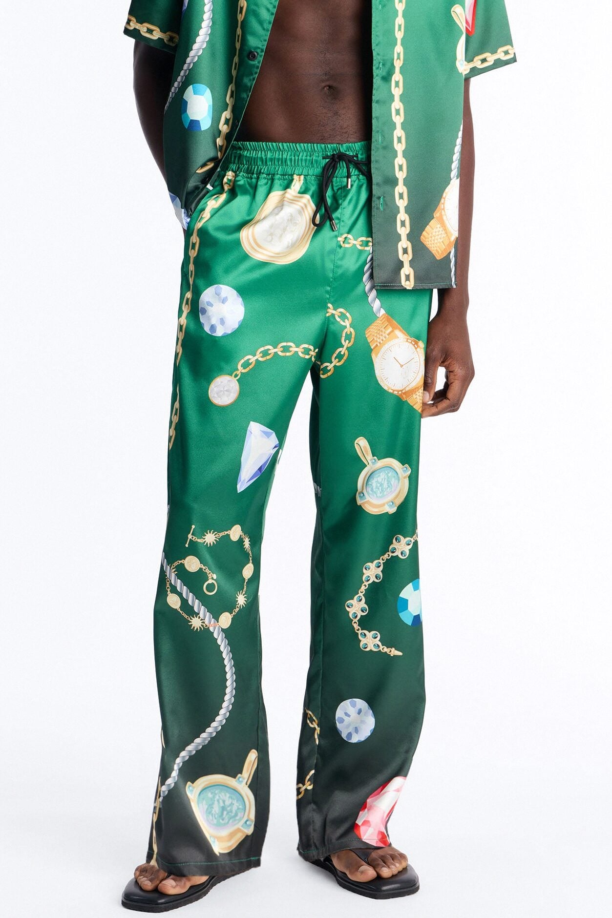 Baggy Imperial Luxe Jewel Printed Pant - Green/combo image 1