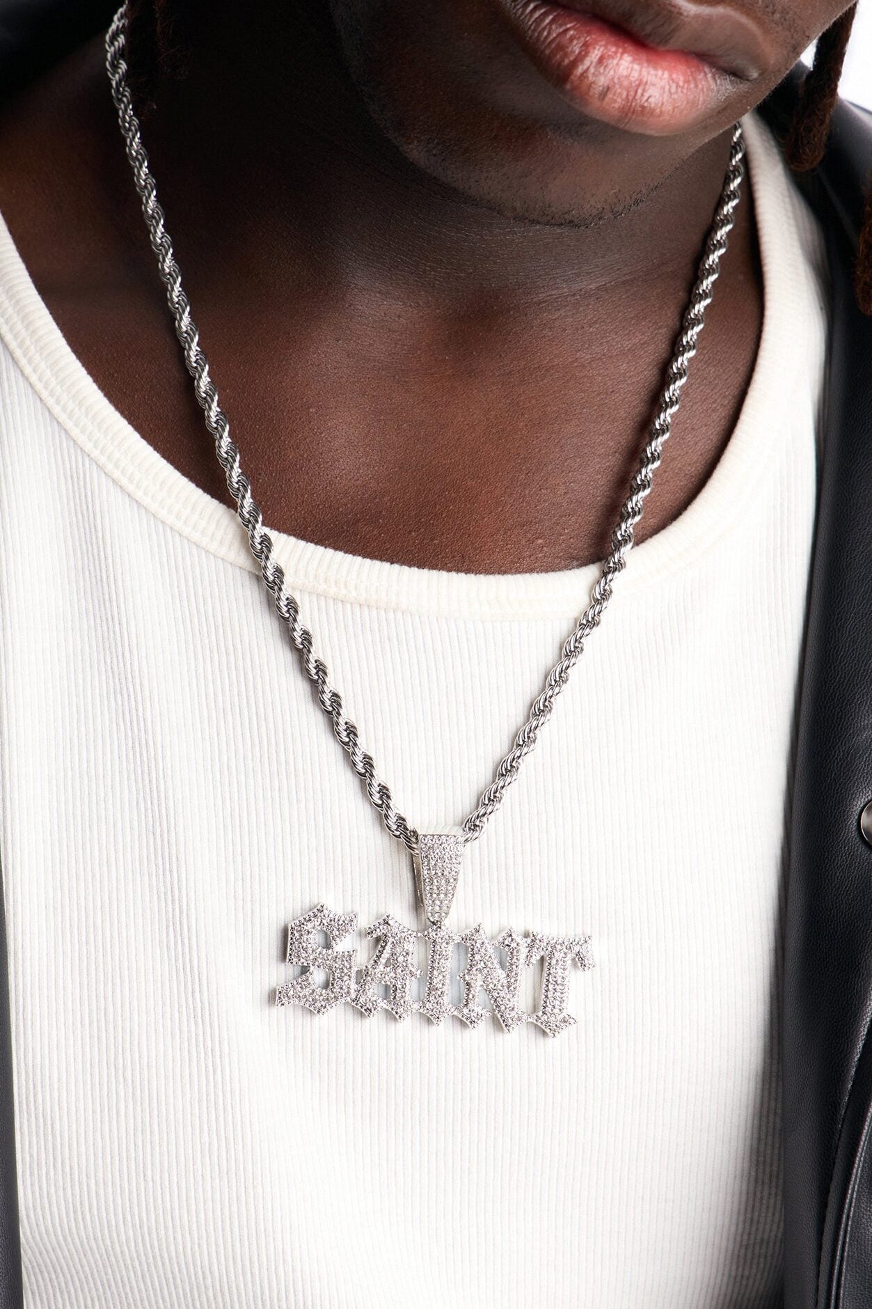 Saint Iced Rope Chain Necklace - Silver image 1