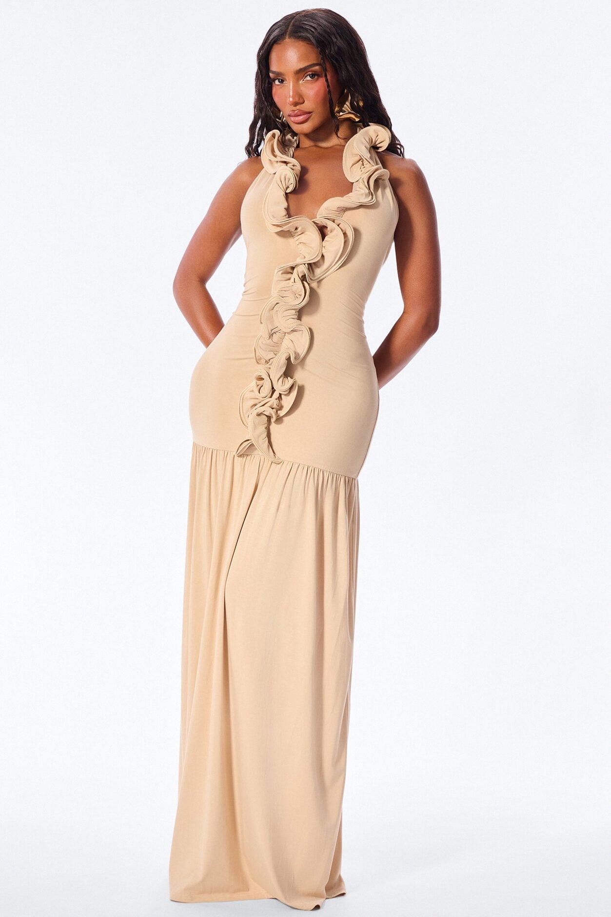 Aurelian Ruffle Maxi Dress - Taupe image 1