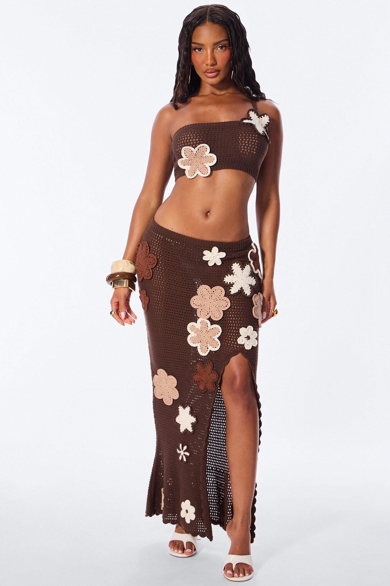 Paradise Petal Crochet Skirt Set - Chocolate image 1