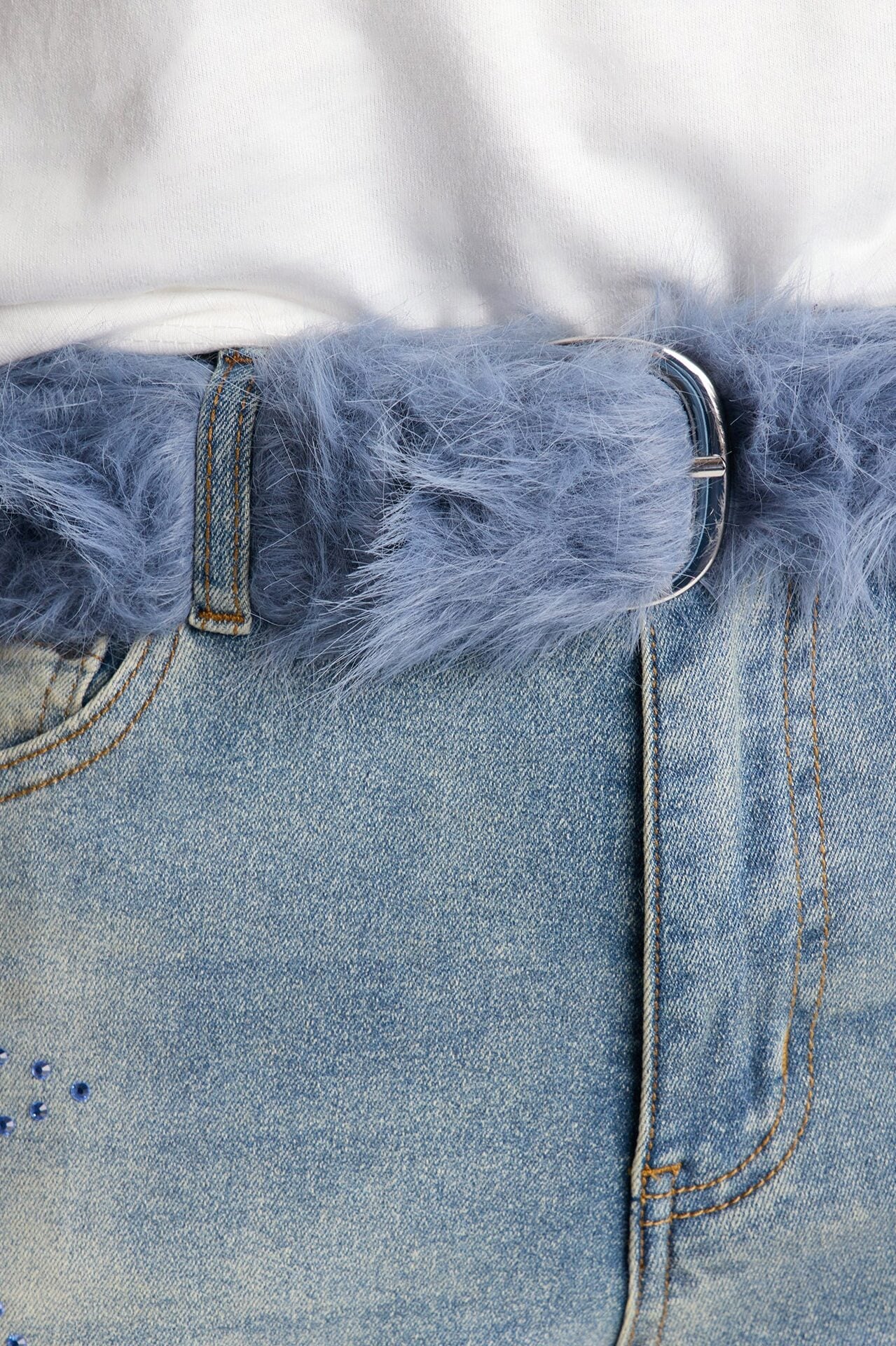 Faux Fur Utility Belt - Blue image 1