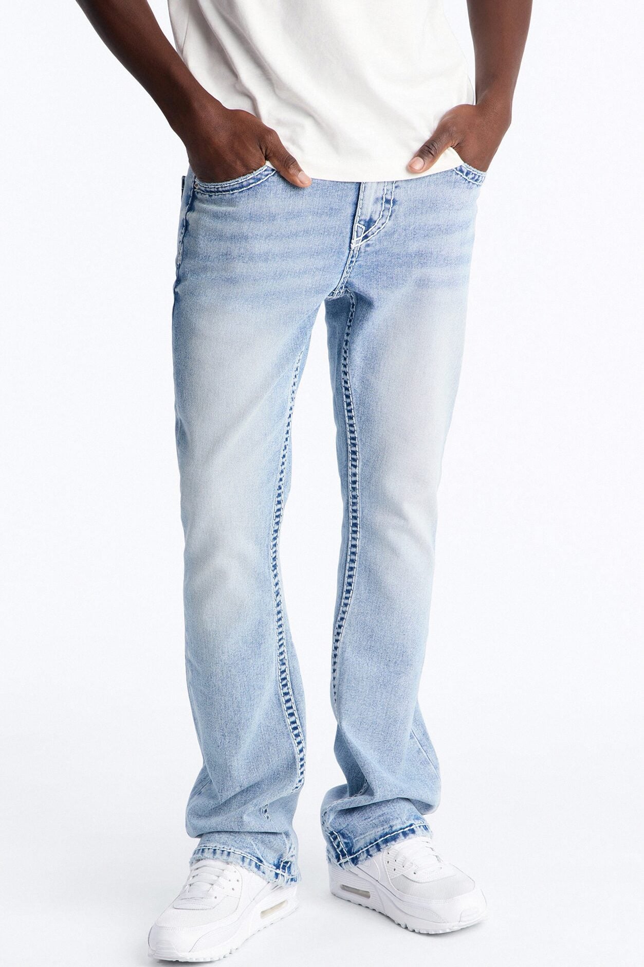 Heavy Stitch Stacked Skinny Flare Jean - Light Blue Wash image 1