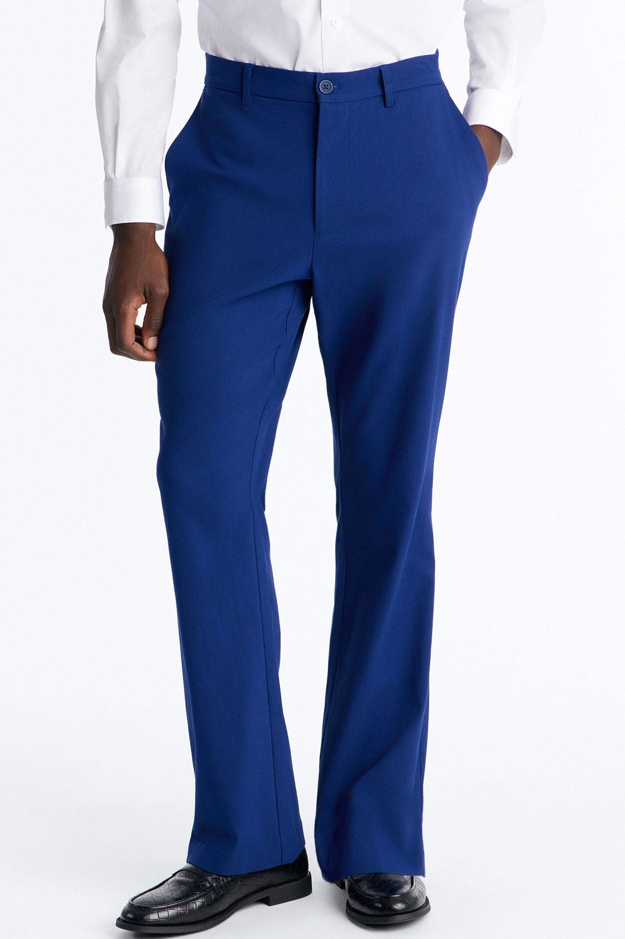 Slim Modern Gabardine Slit Flared Trouser - Midnight Navy image 1
