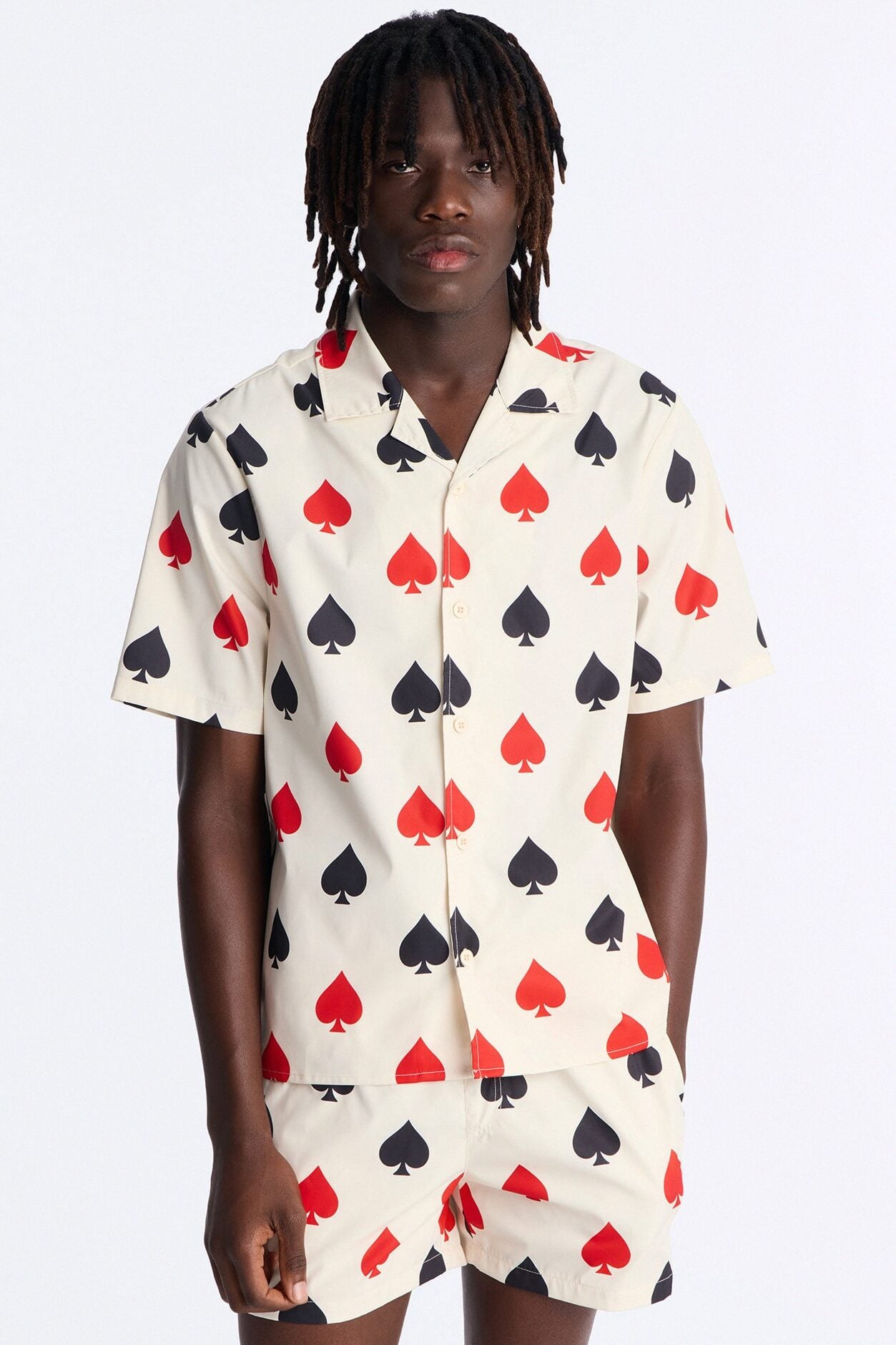 Relaxed Royal Spade Button Up Shirt - Off White/combo image 1