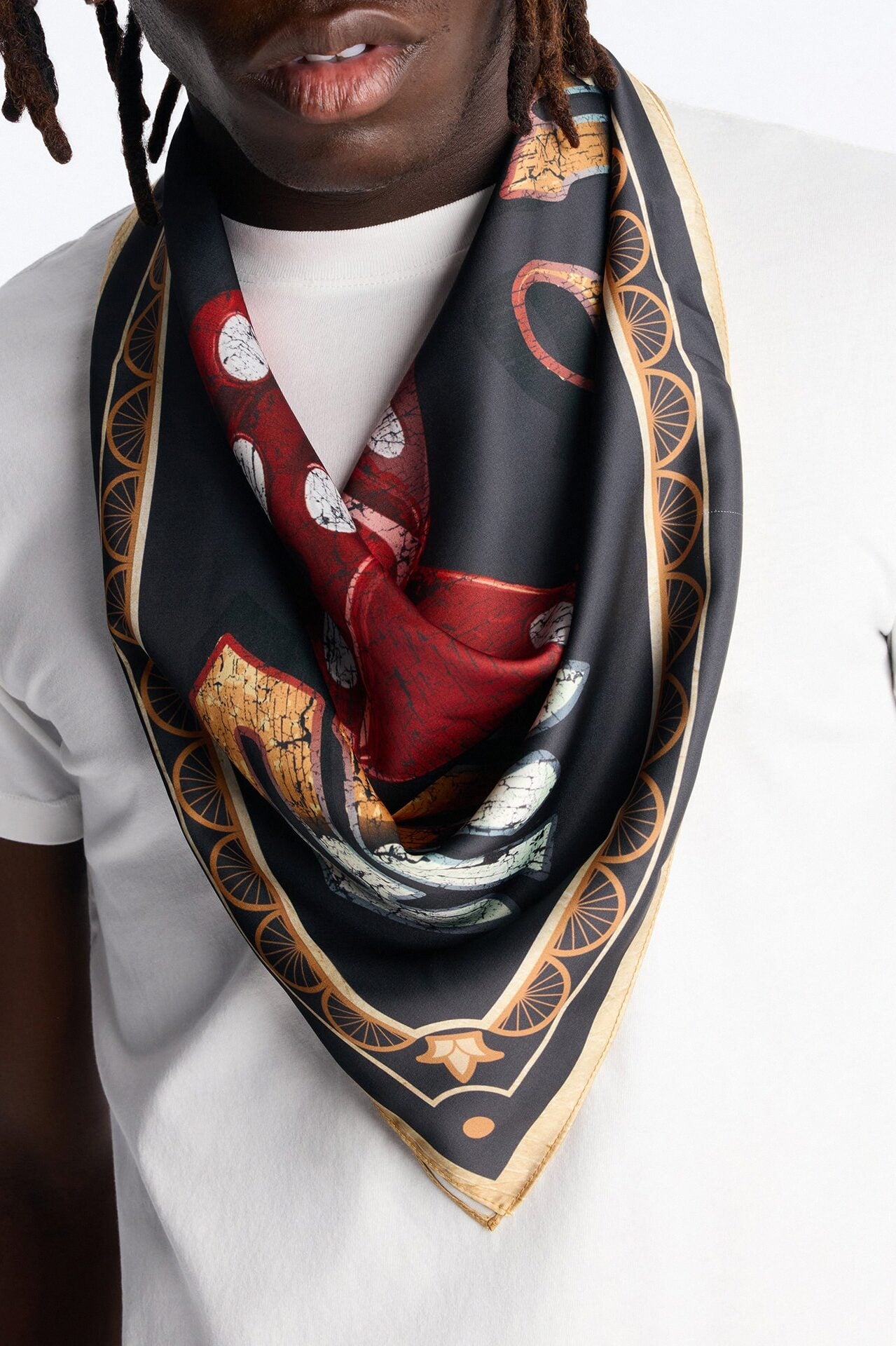 Bet On Me Rolled Dice Large Satin Bandana - Black image 1