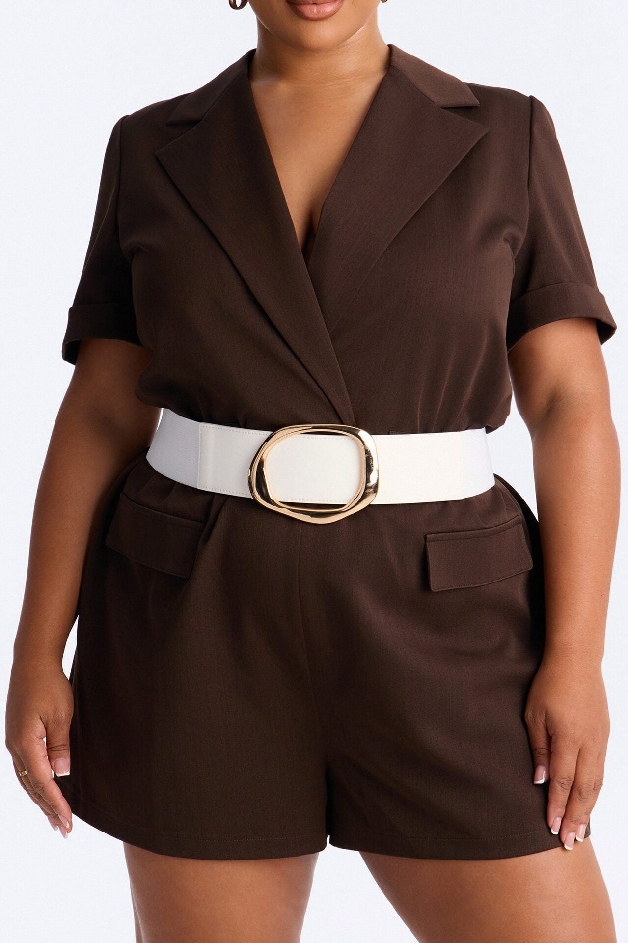 No Circling Back Wide Elastic Belt - Ivory image 1