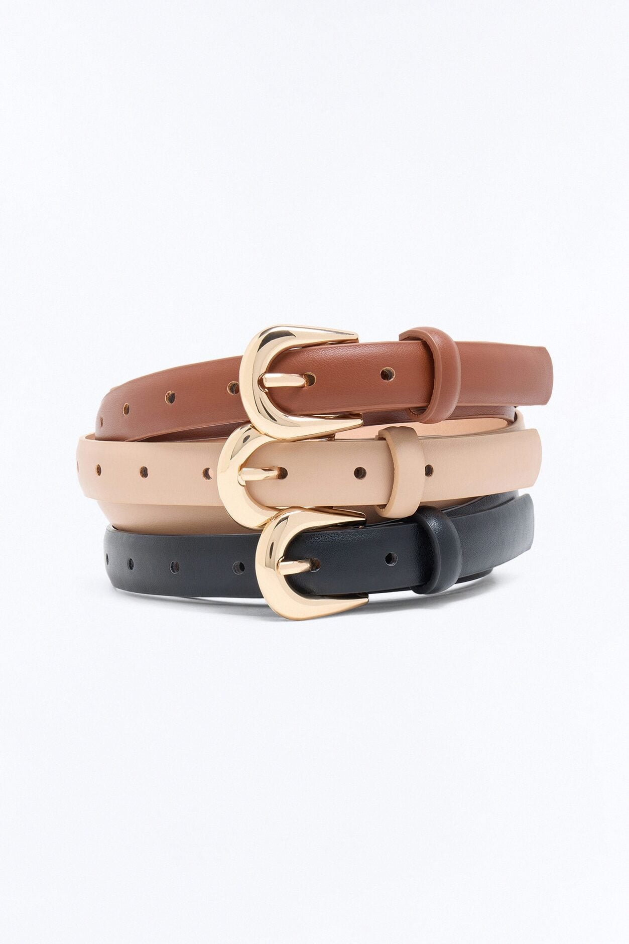Miracle Mile Faux Leather Set Of 3 Belts - Brown/combo image 1