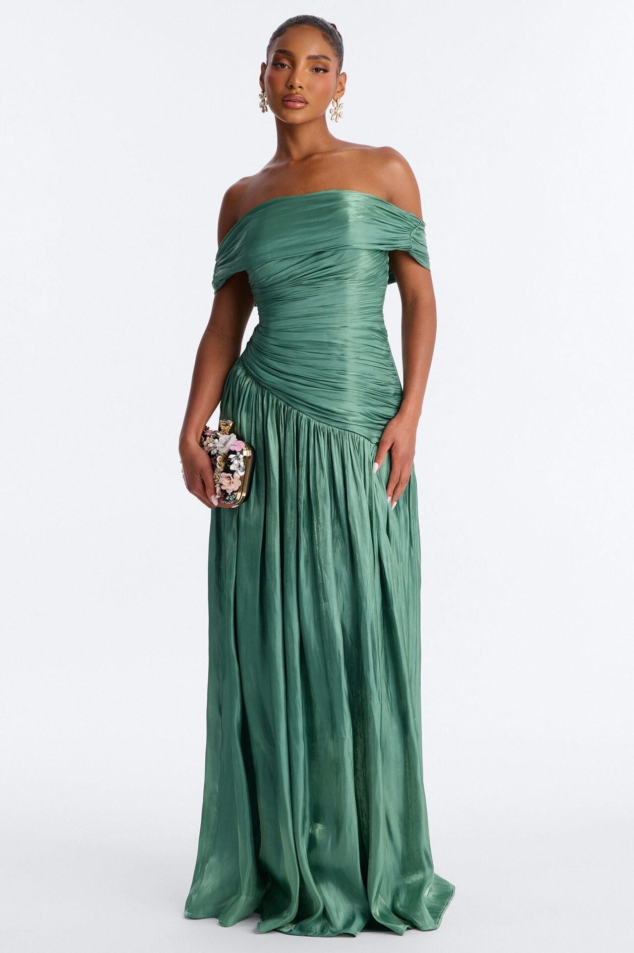Brina Pleated Organza Gown - Sage image 1