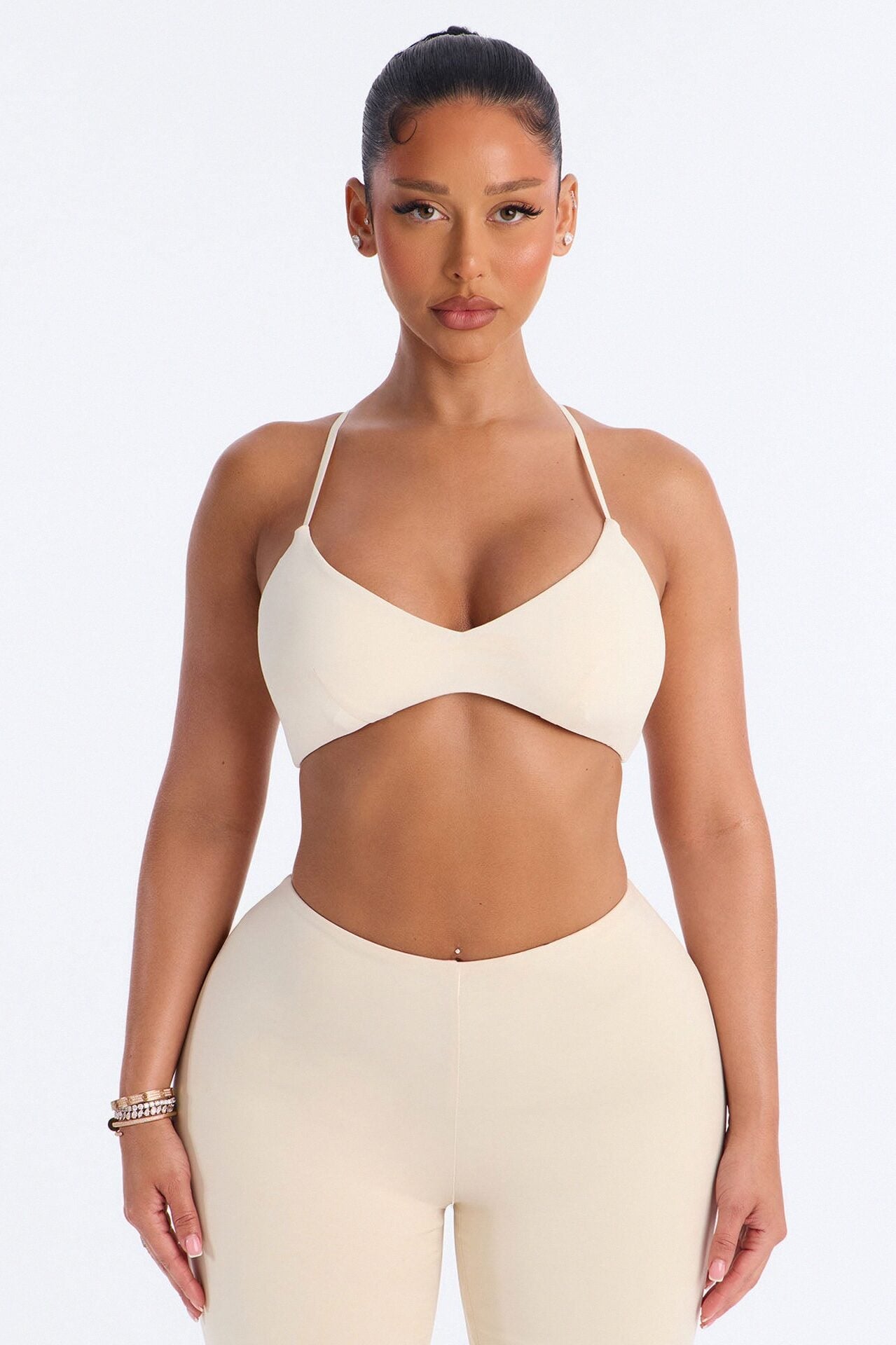 Second Skin Scoop Neck Spaghetti Strap Bra Top - Bone image 1
