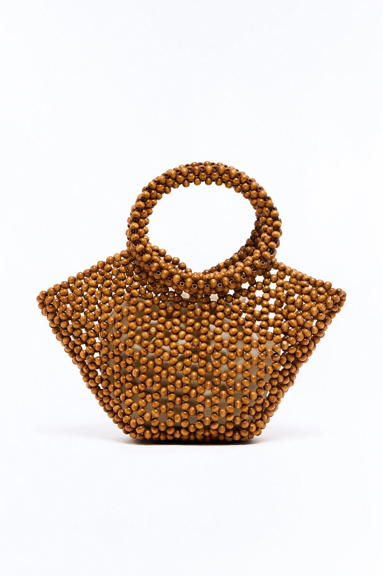 The Good Feeling Beaded Satchel Handbag - Tan image 1