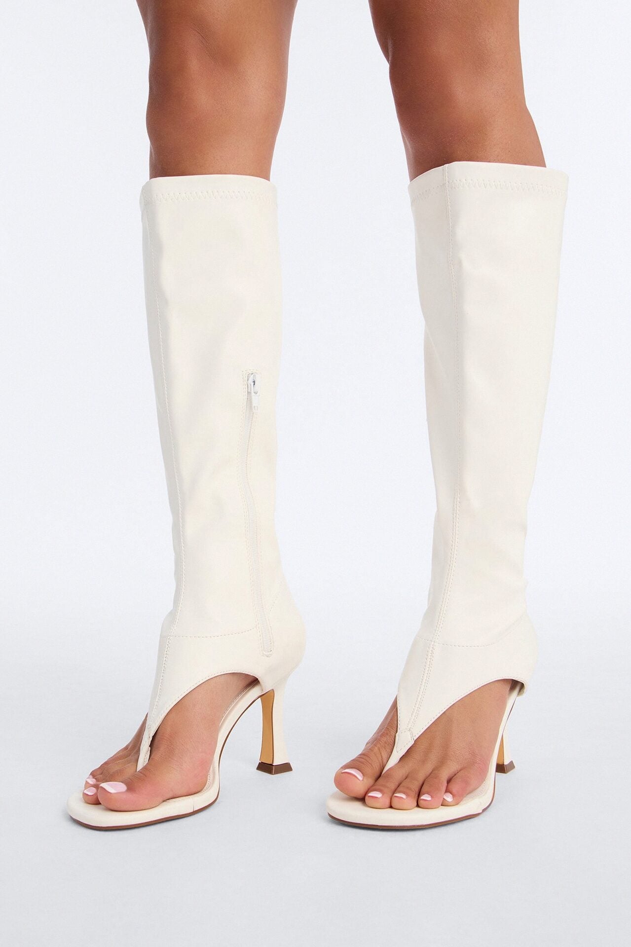 Sanyana Knee High Thong Boots - White image 1