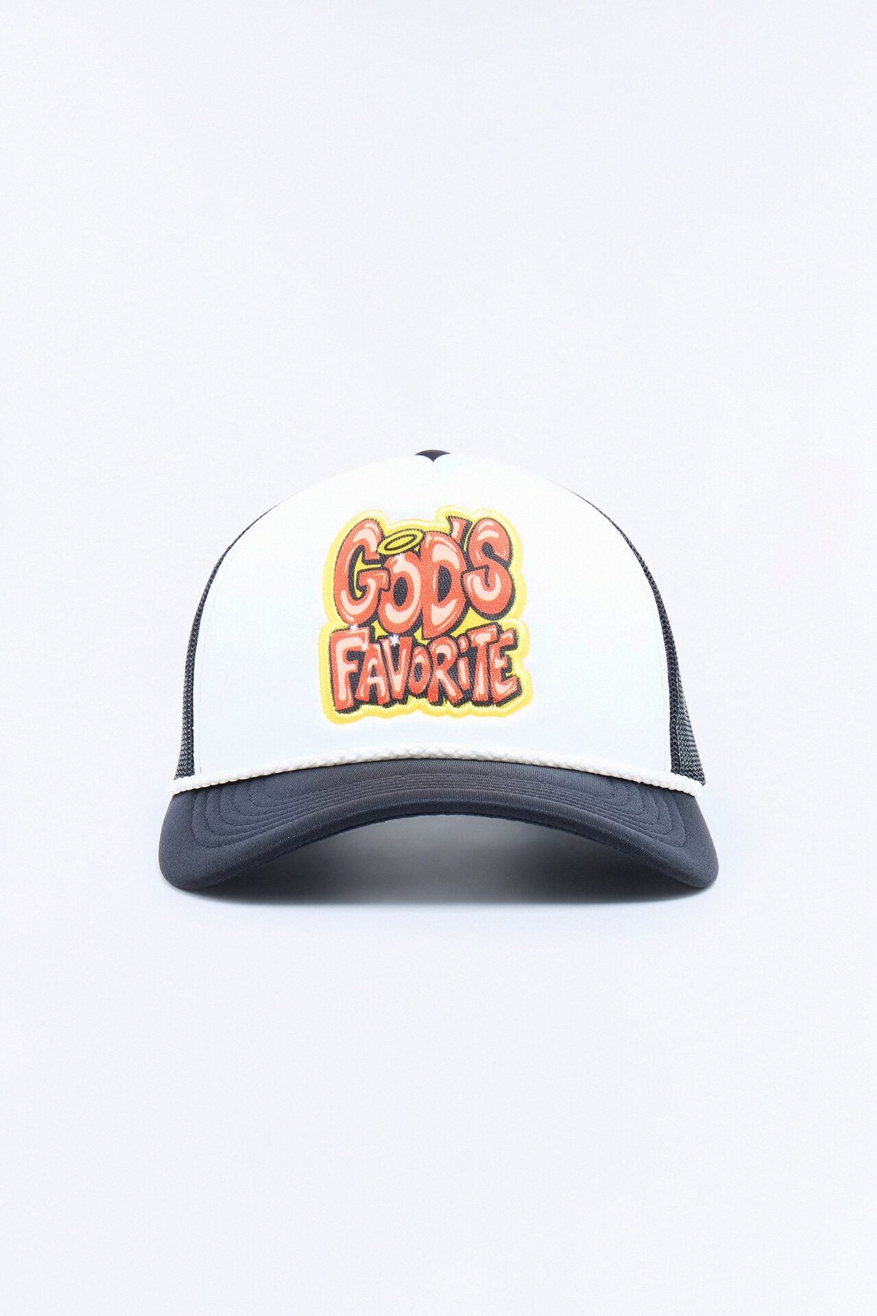 God's Favorite Mesh Snapback Hat - White/Black image 1