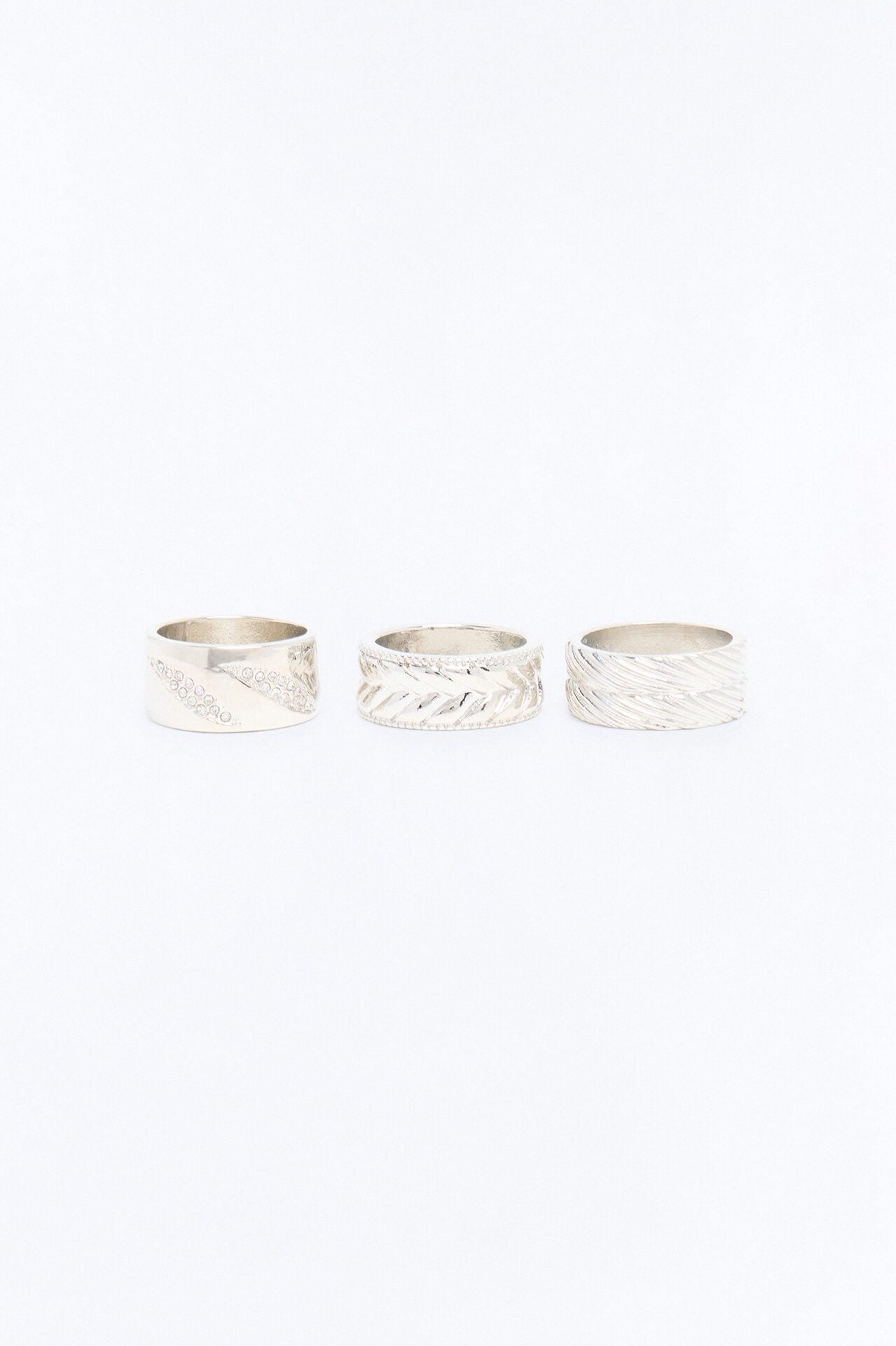 Rippled In Motion Ring Set - Silver image 1