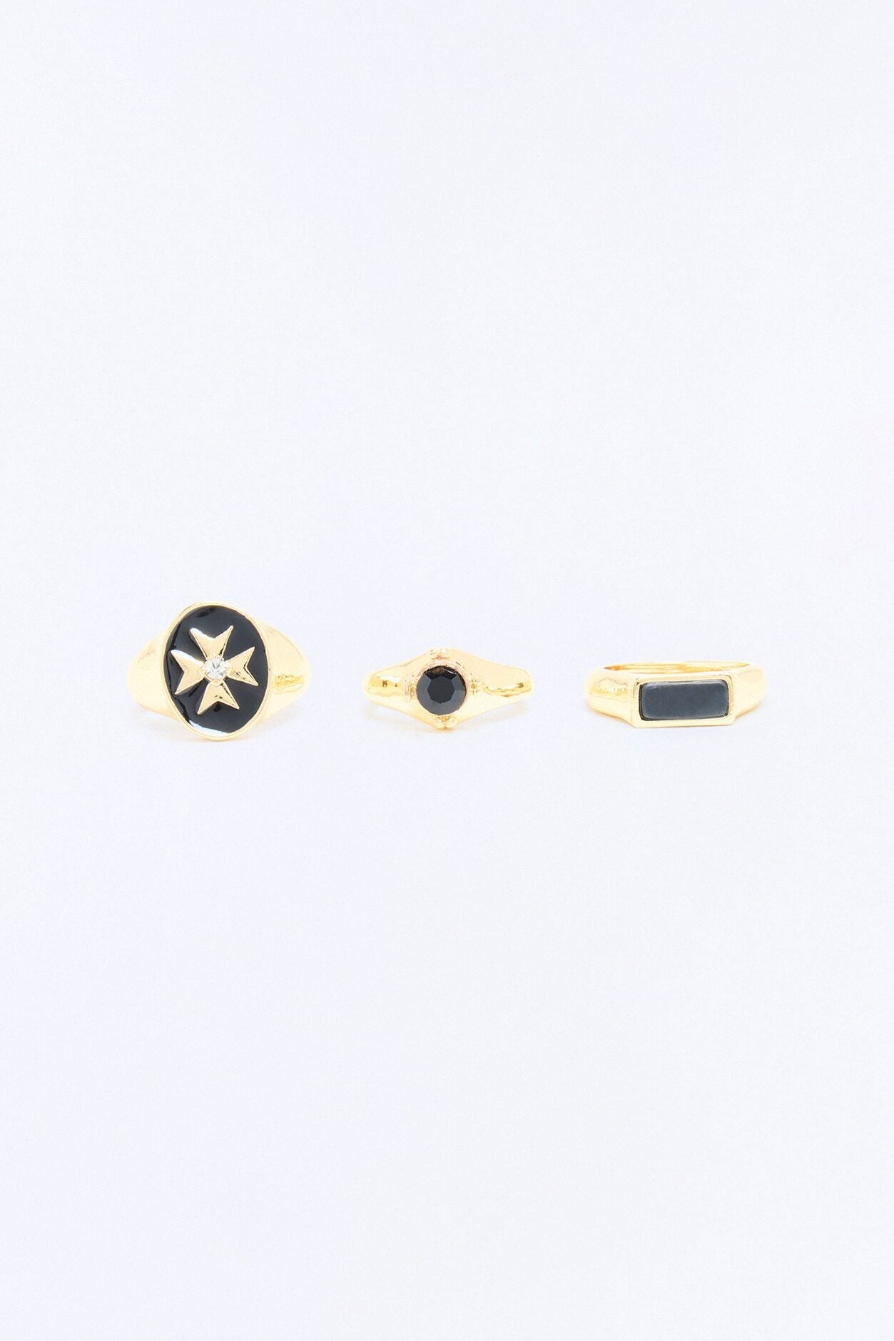 Obsidian Night Cross Ring Set - Gold image 1