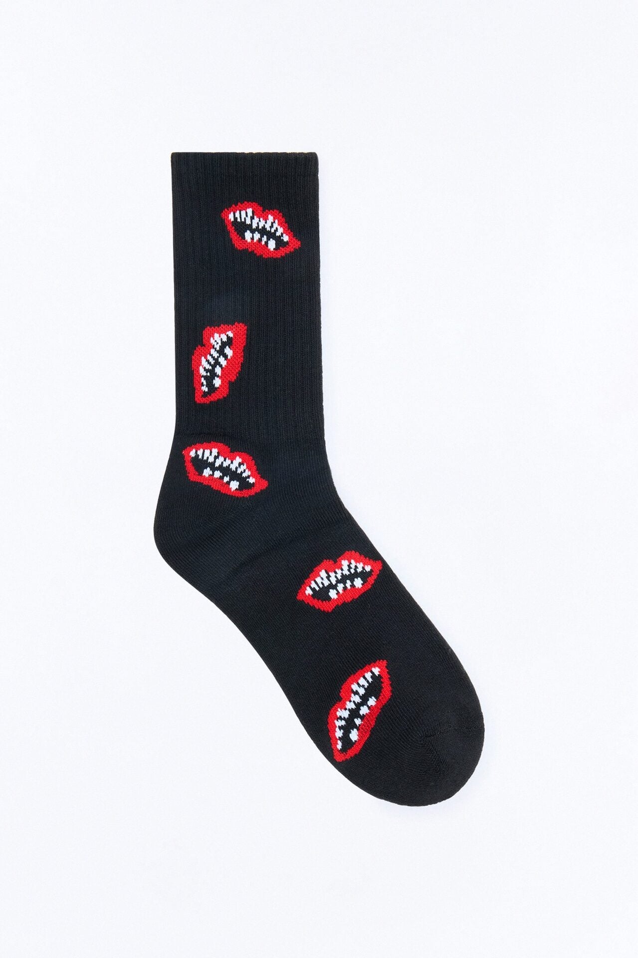 Speak Up Graphic Ribbed Crew Socks - Black image 1