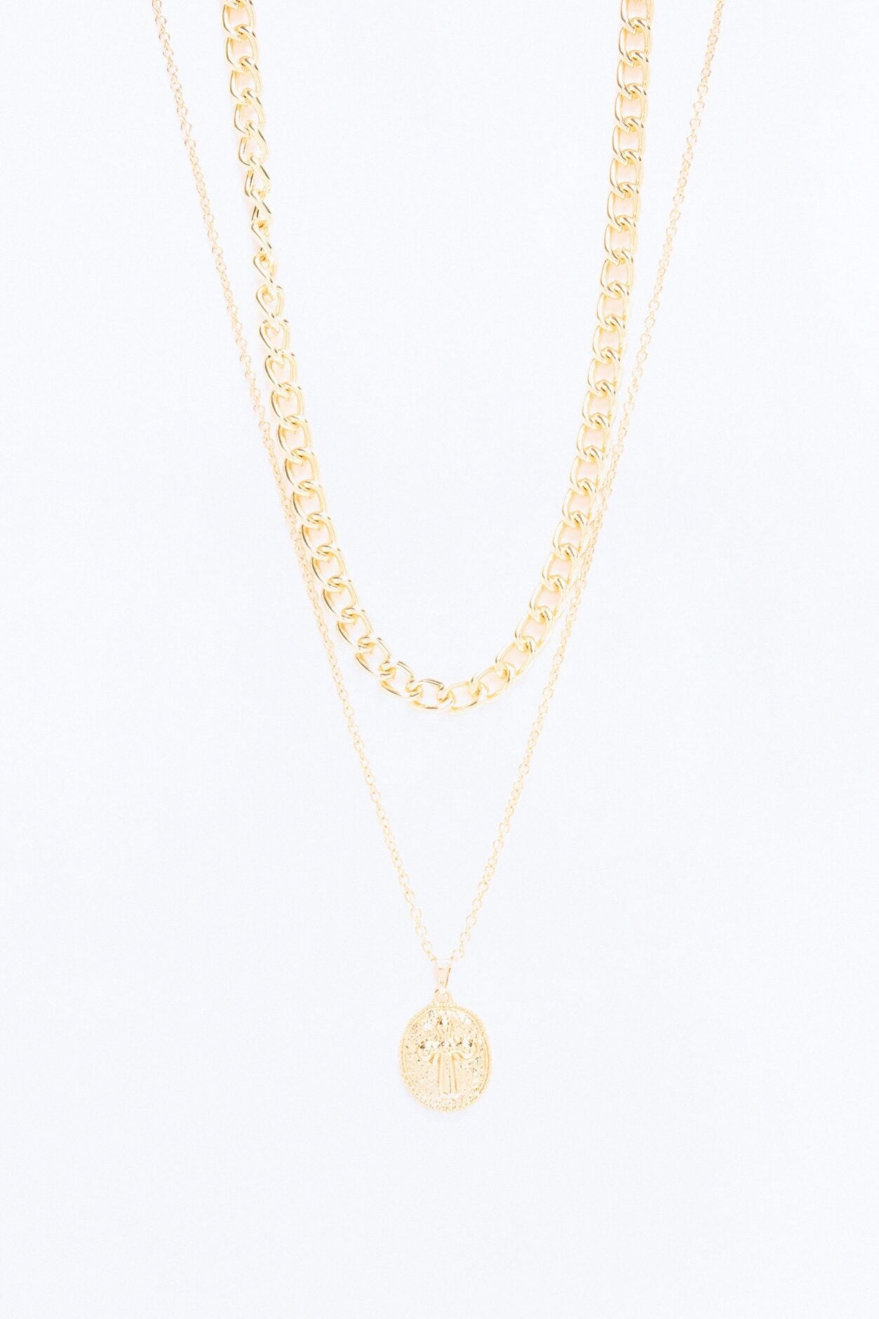 Seal Your Faith Crucifix Pendant Necklace Set - Gold image 1