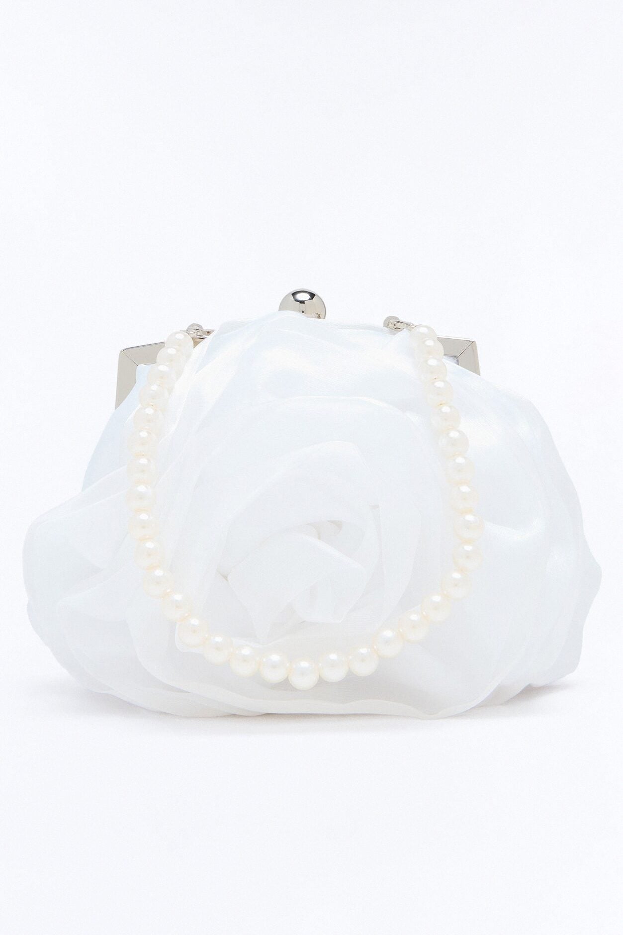 Flower Of Spring Satin Satchel Handbag - Ivory image 1
