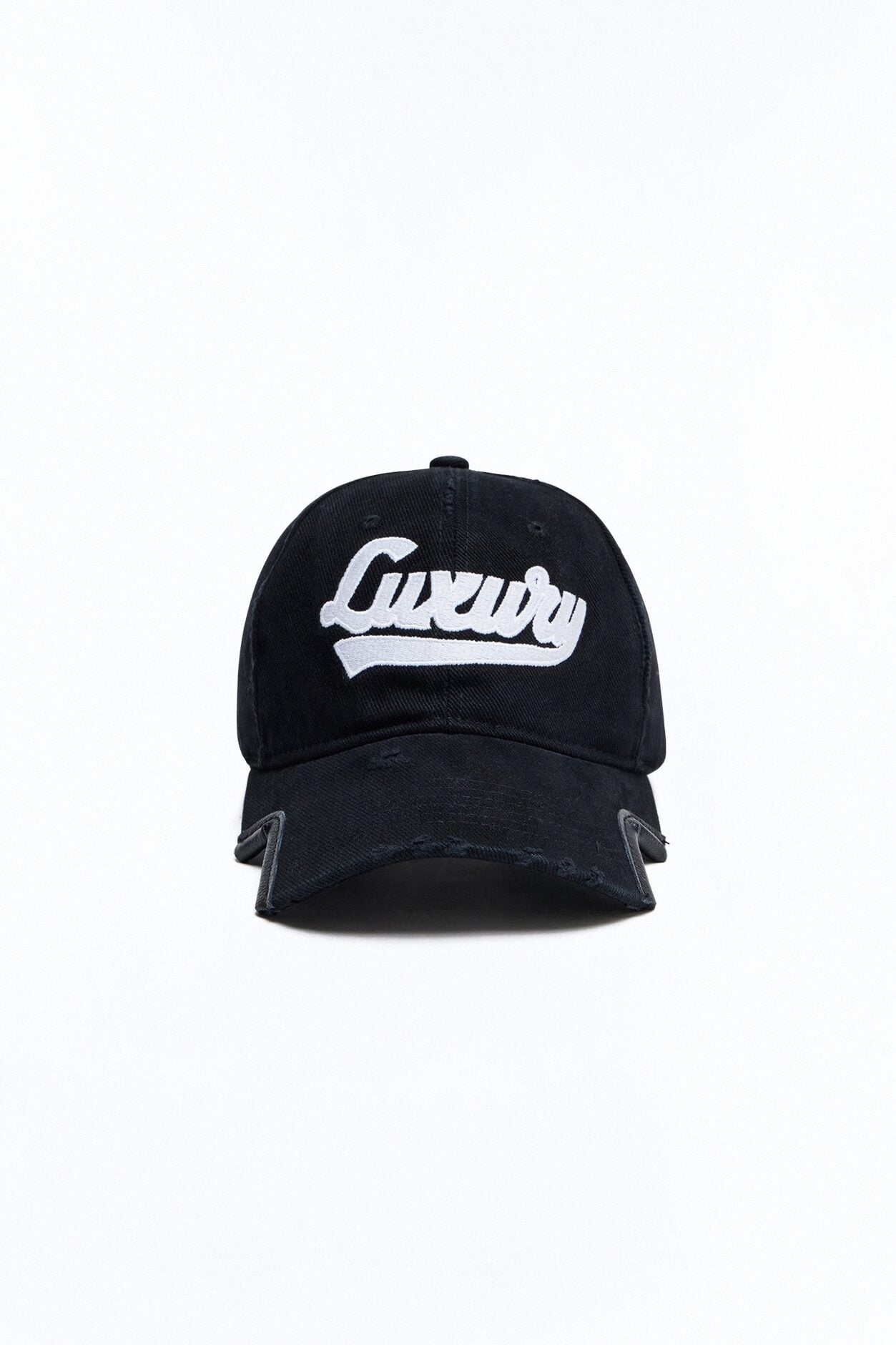 Luxury Distressed Baseball Hat - Black/White image 1