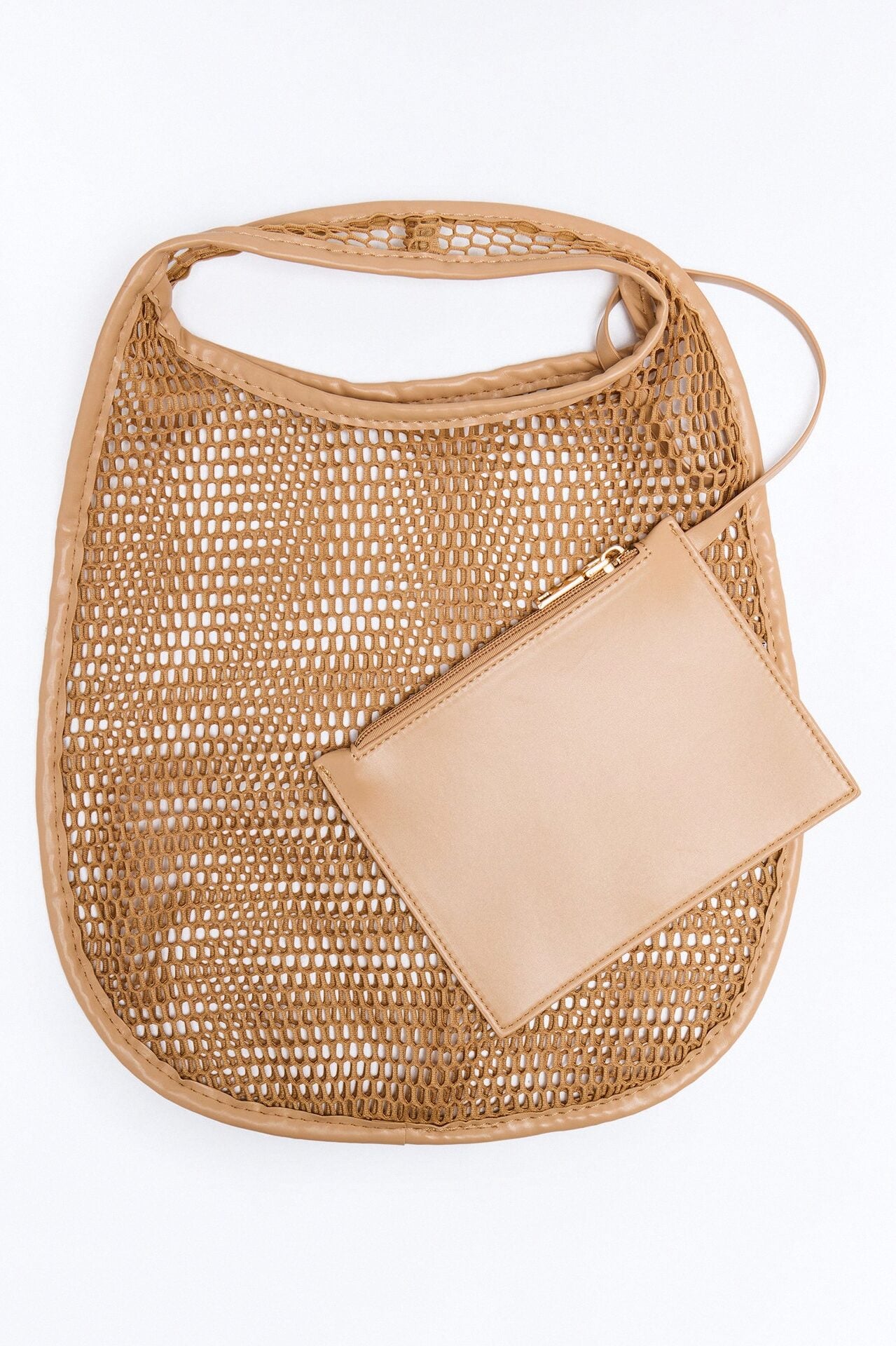 Morning Matcha Run Mesh Tote Bag - Tan image 1